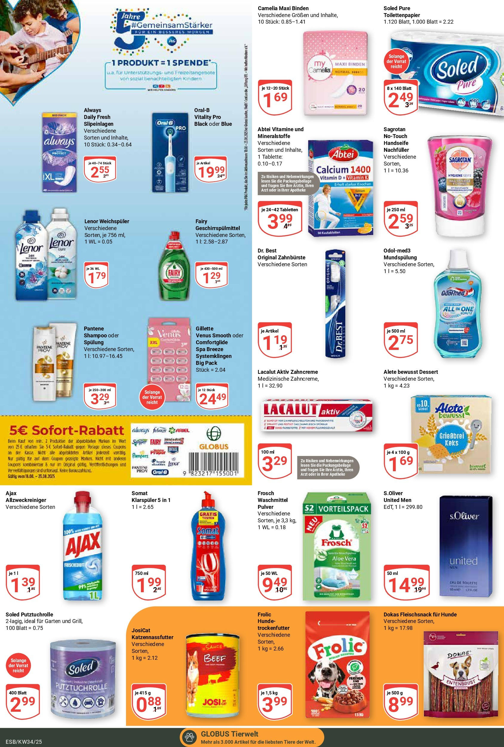 Globus prospekt Eschborn	 (ab 17.08.2025) » Angebote online | Seite: 19 | Produkte: Pampers, Zahnbürste, Weichspüler, Geschirrspülmittel