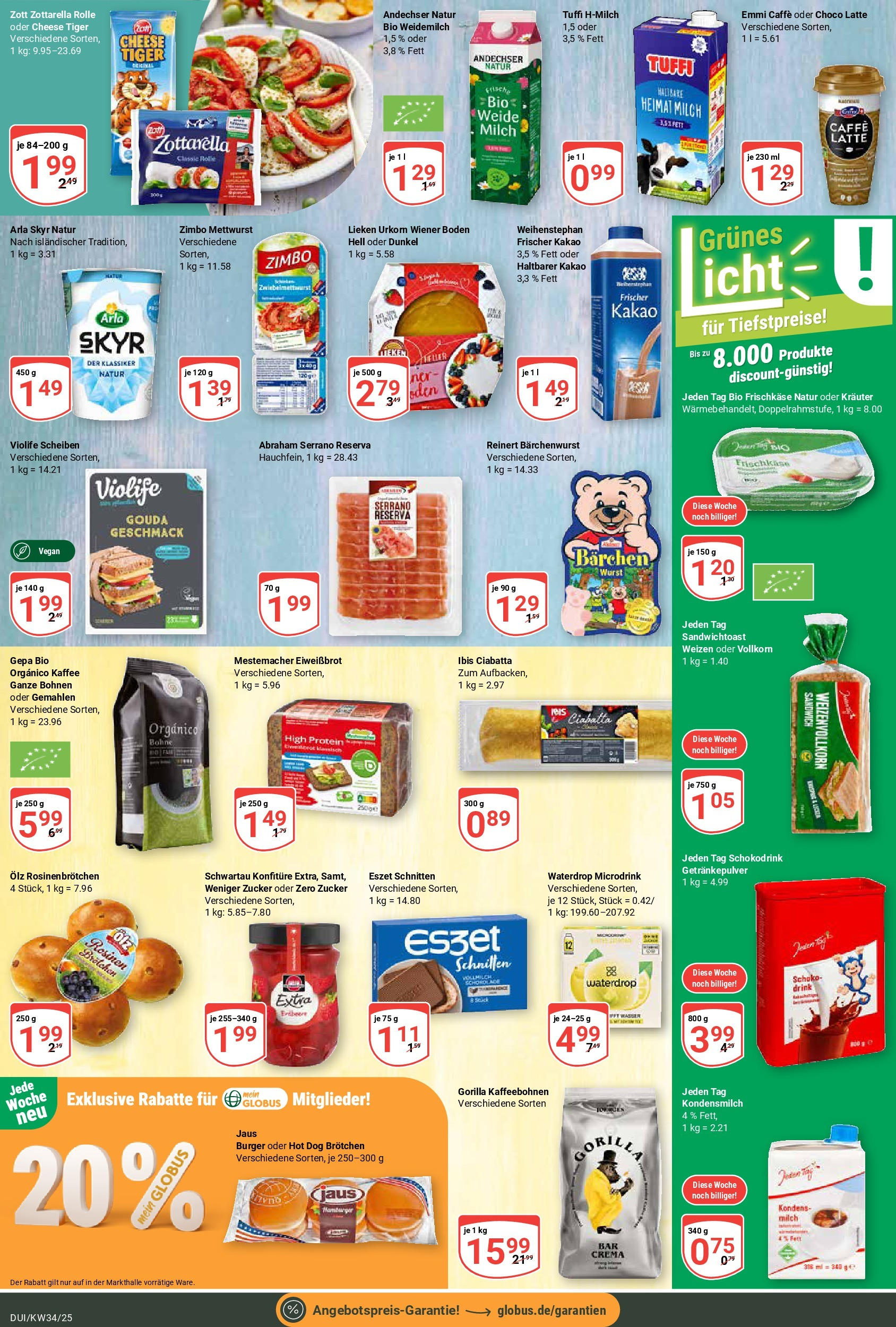 Globus prospekt Duisburg	 (ab 17.08.2025) » Angebote online | Seite: 15 | Produkte: Kaffee, Burger, Wasser, Zucker