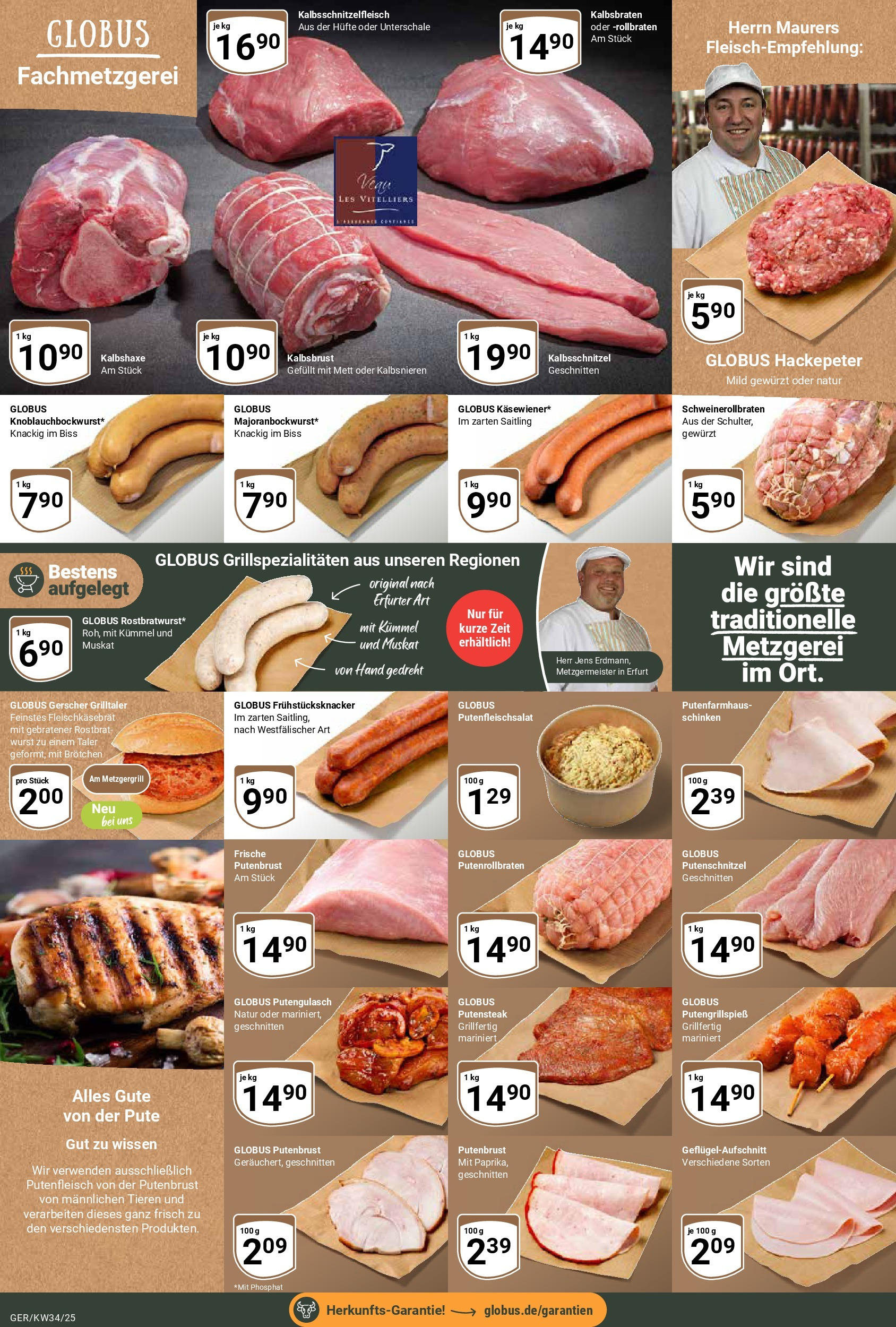 Globus prospekt Gera	 (ab 17.08.2025) » Angebote online | Seite: 8 | Produkte: Pute, Putenschnitzel, Wurst, Schinken