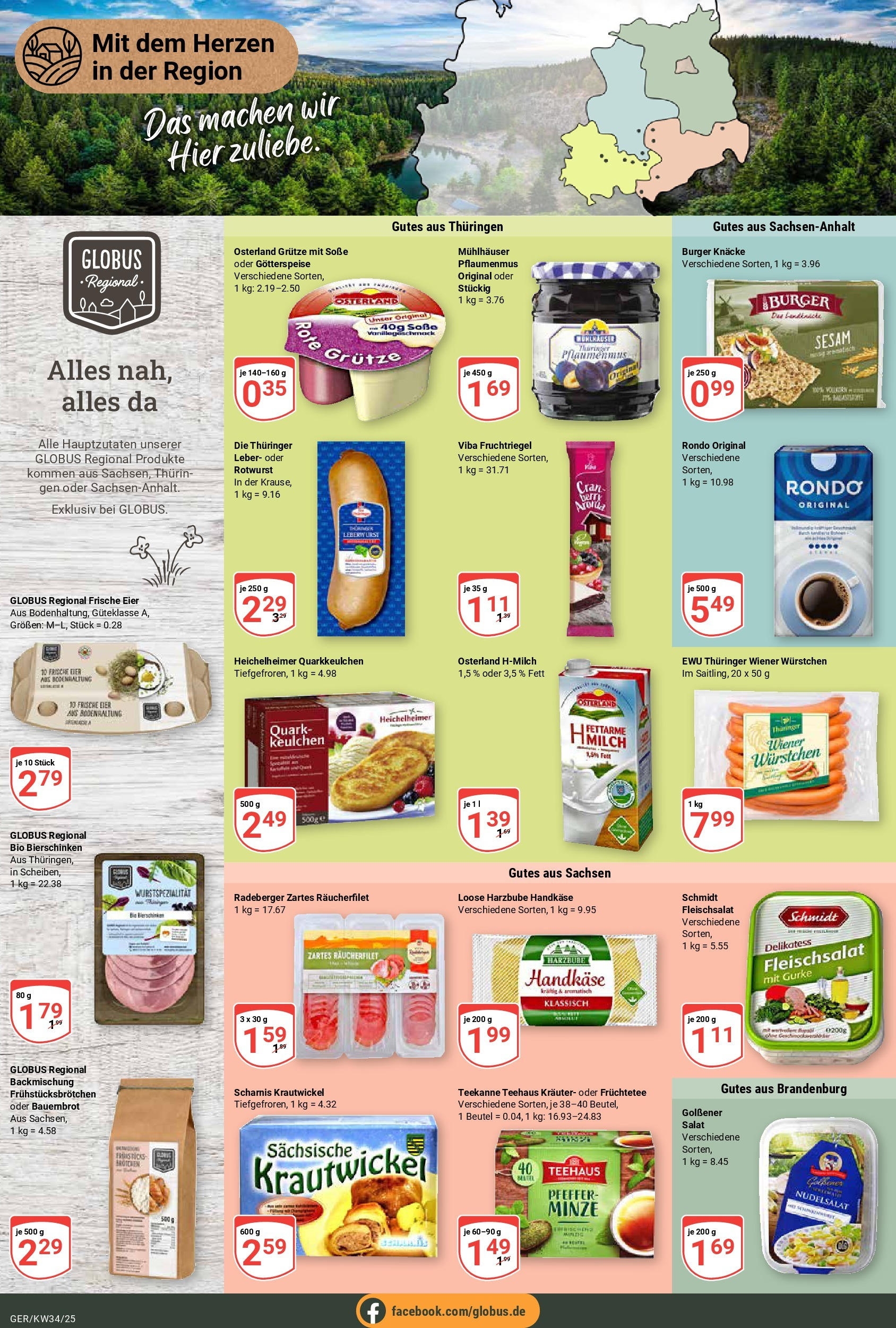 Globus prospekt Gera	 (ab 17.08.2025) » Angebote online | Seite: 18 | Produkte: Wiener wurstchen, Soße, Pfeffer, Teekanne