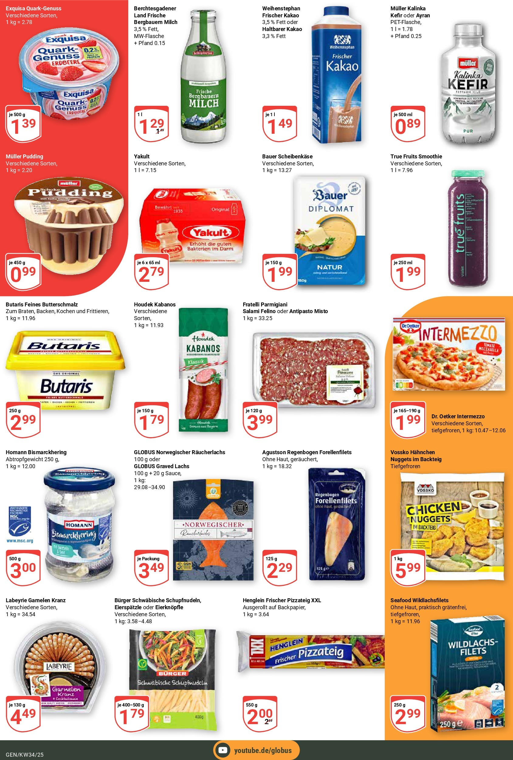 Globus prospekt Gensingen	 (ab 17.08.2025) » Angebote online | Seite: 4 | Produkte: Milch, Mozzarella, Exquisa, Salami