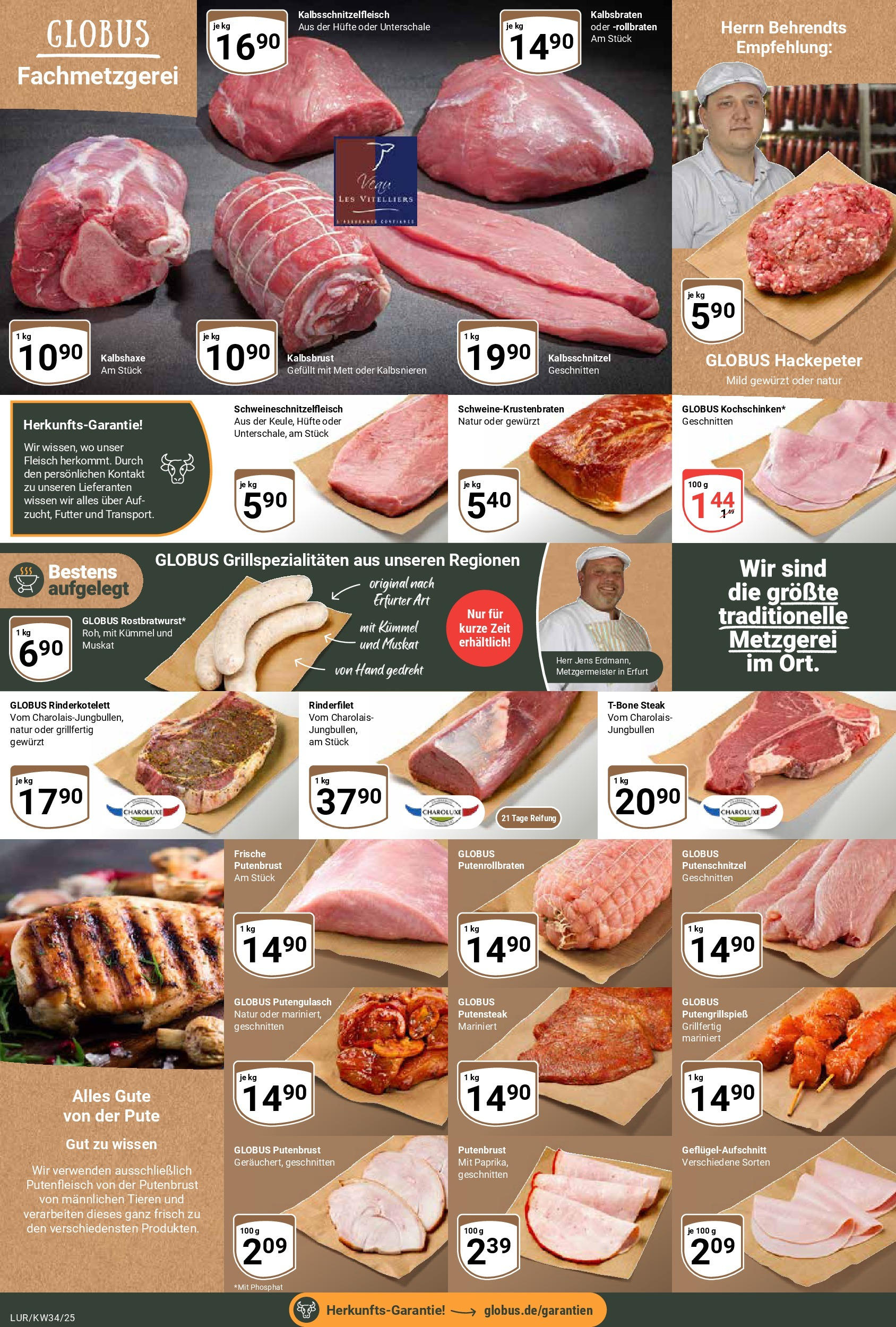 Globus prospekt Hamburg	 (ab 17.08.2025) » Angebote online | Seite: 8 | Produkte: Rinderfilet, Putenschnitzel, Steak, Fleisch