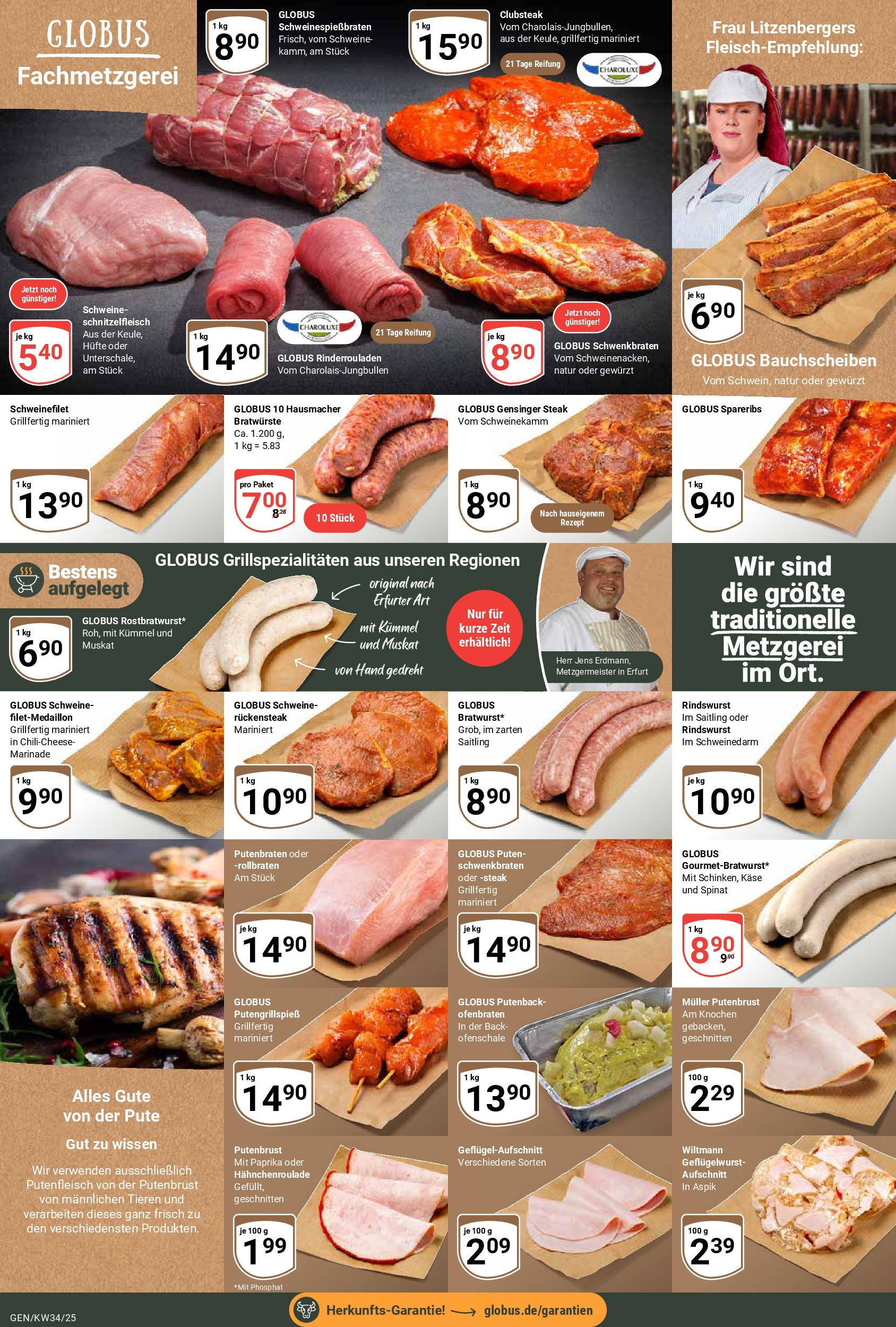 Globus prospekt Gensingen	 (ab 17.08.2025) » Angebote online | Seite: 9 | Produkte: Rinderrouladen, Pute, Käse, Paprika