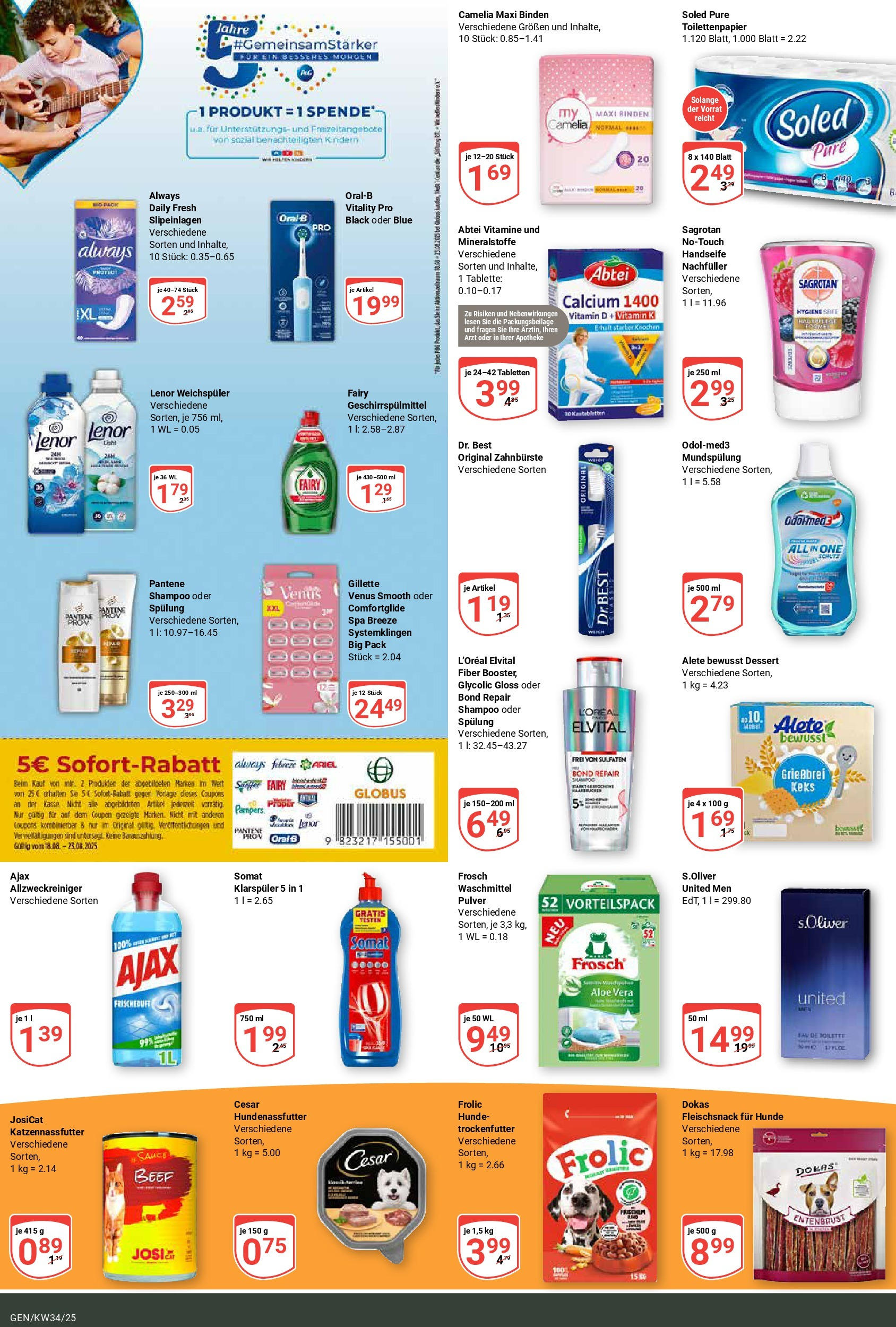 Globus prospekt Gensingen	 (ab 17.08.2025) » Angebote online | Seite: 19 | Produkte: Lenor, Eau de Toilette, Seife, Klarspüler