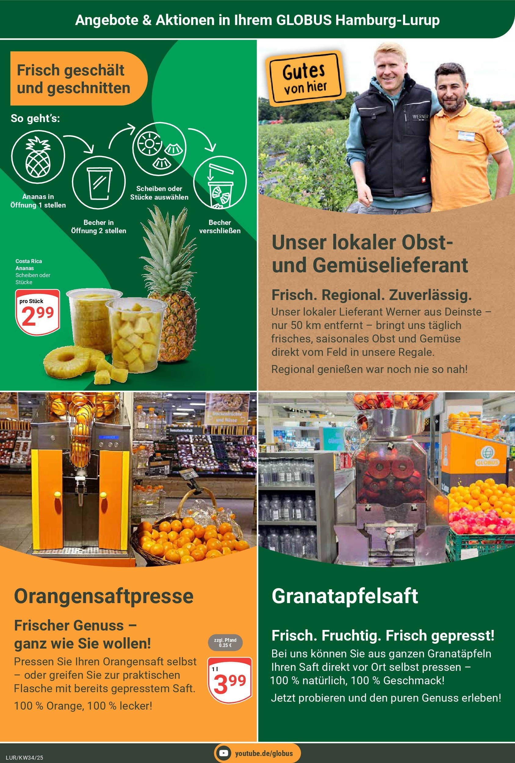 Globus prospekt Hamburg	 (ab 17.08.2025) » Angebote online | Seite: 21 | Produkte: Ananas, Orangensaft, Gemüse, Saft