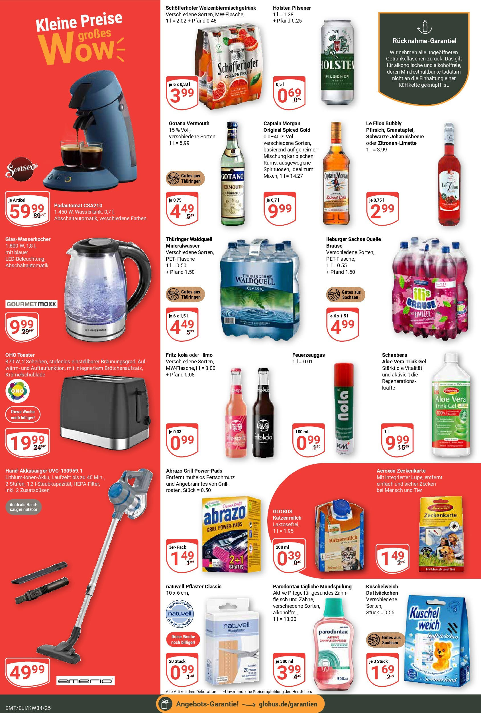 Globus prospekt Mittelhausen	 (ab 17.08.2025) » Angebote online | Seite: 5 | Produkte: Toaster, Kuschelweich, Captain morgan, Fleisch