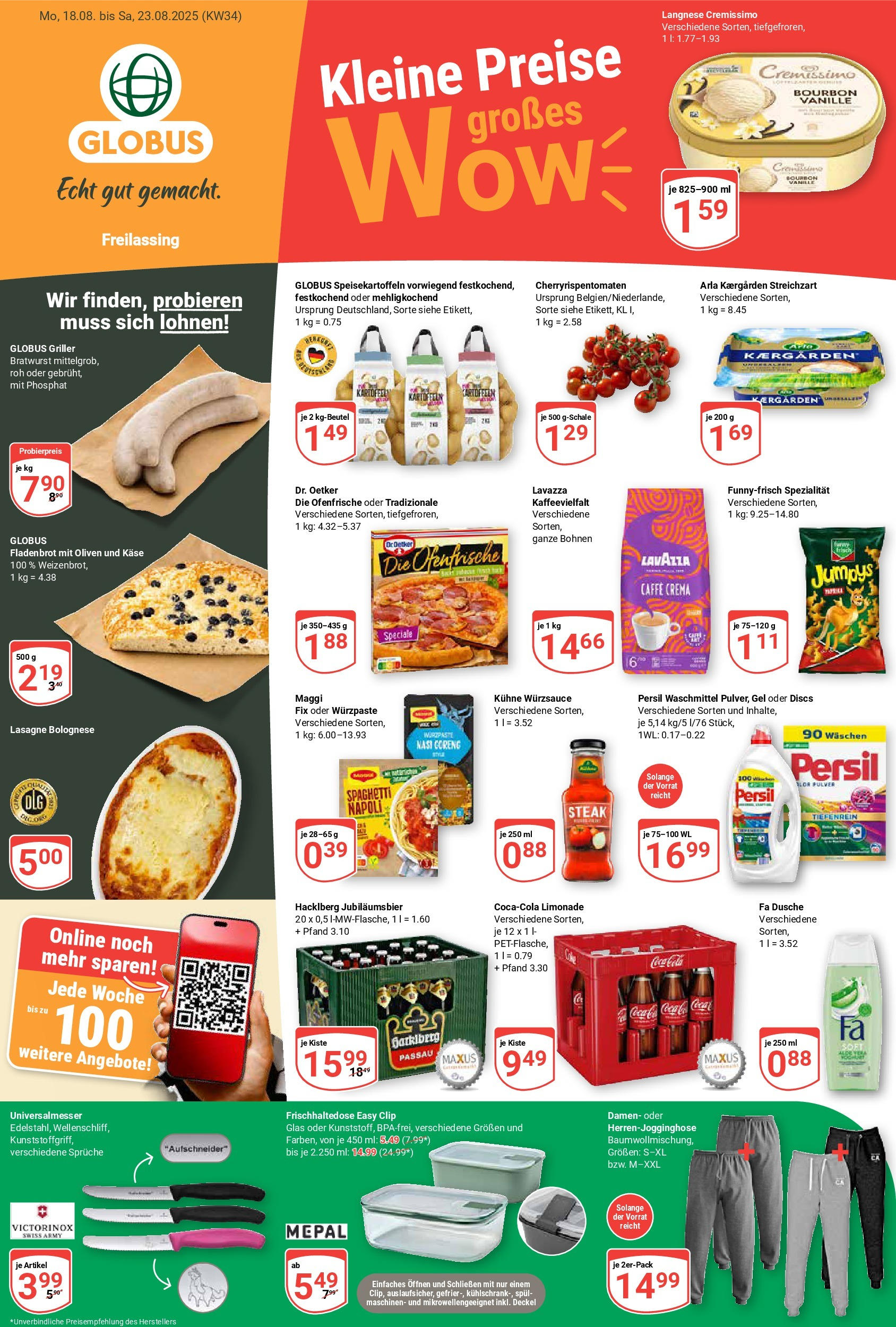 Globus prospekt Freilassing	 (ab 17.08.2025) » Angebote online | Seite: 1 | Produkte: Langnese, Langnese cremissimo, Käse, Steak