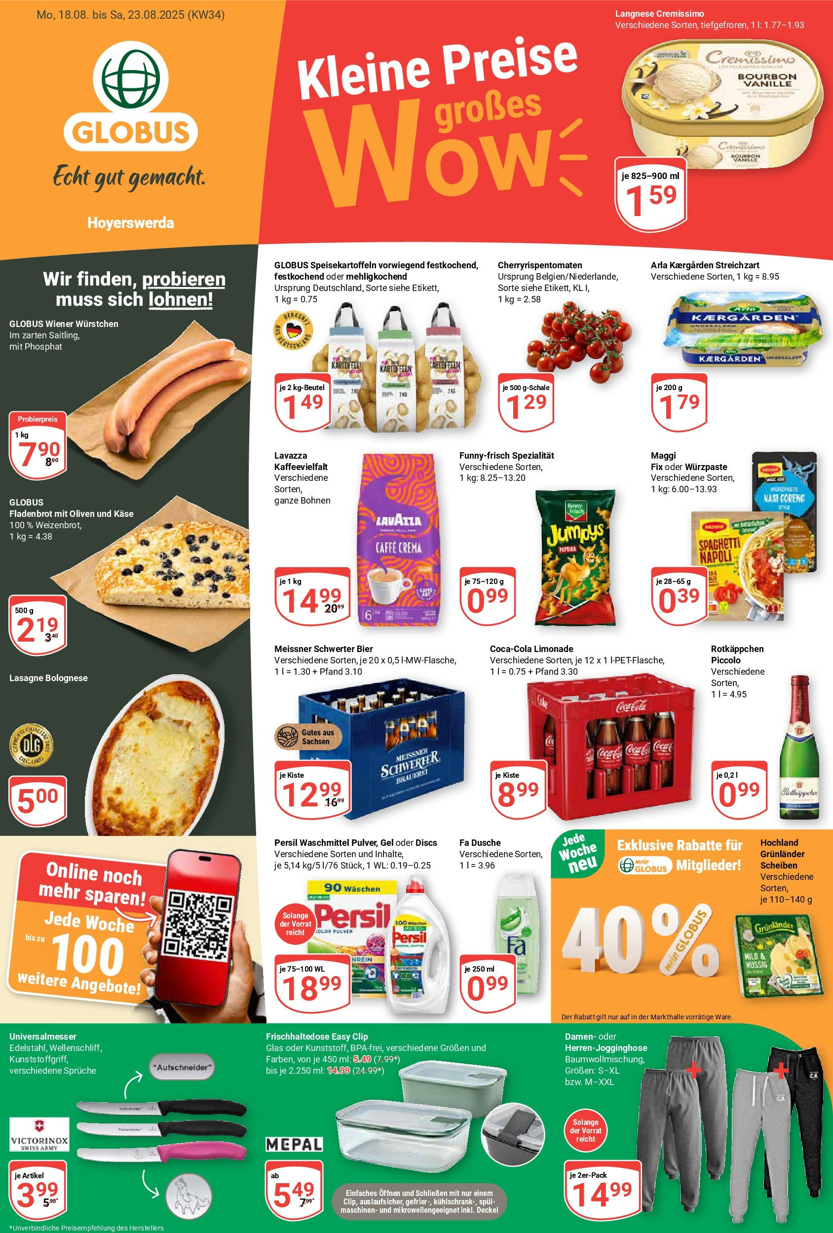Globus prospekt Hoyerswerda	 (ab 17.08.2025) » Angebote online | Seite: 1 | Produkte: Langnese, Wiener wurstchen, Waschmittel, Persil