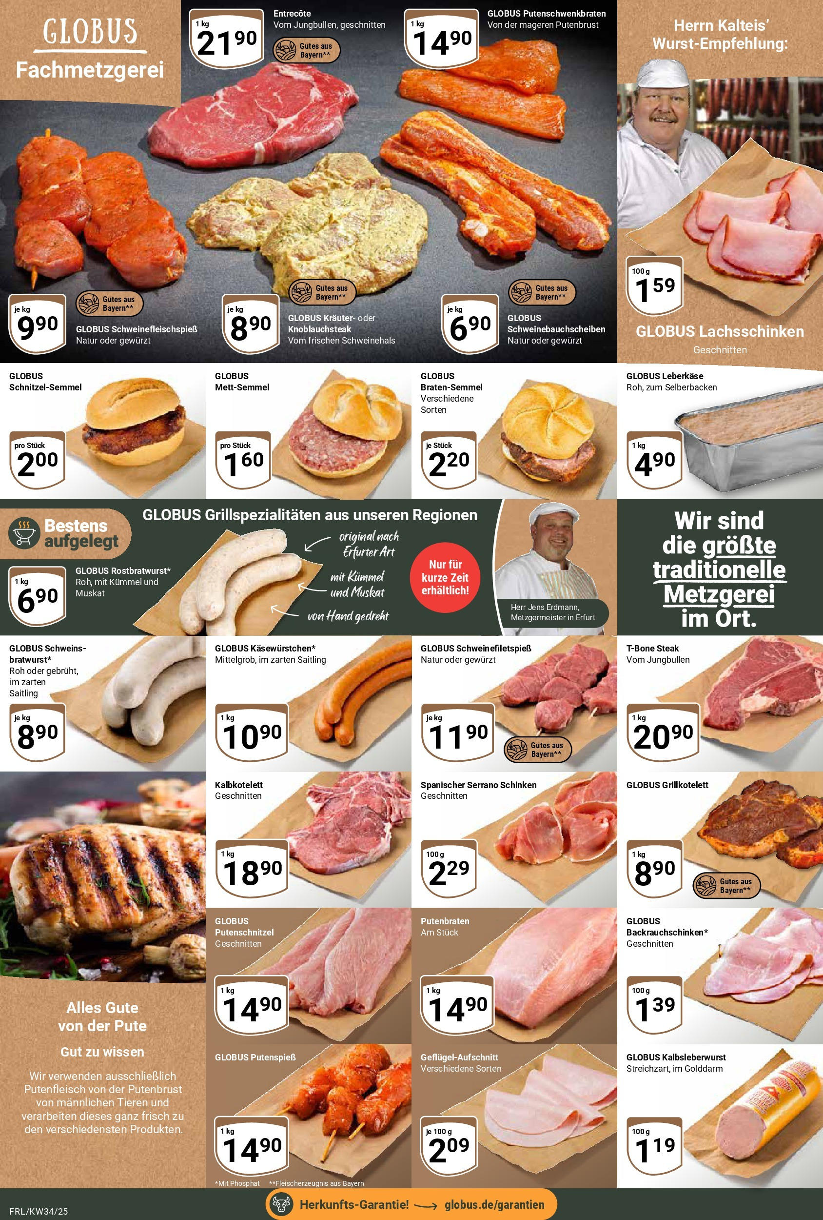 Globus prospekt Freilassing	 (ab 17.08.2025) » Angebote online | Seite: 8 | Produkte: Pute, Entrecote, Putenschnitzel, Steak