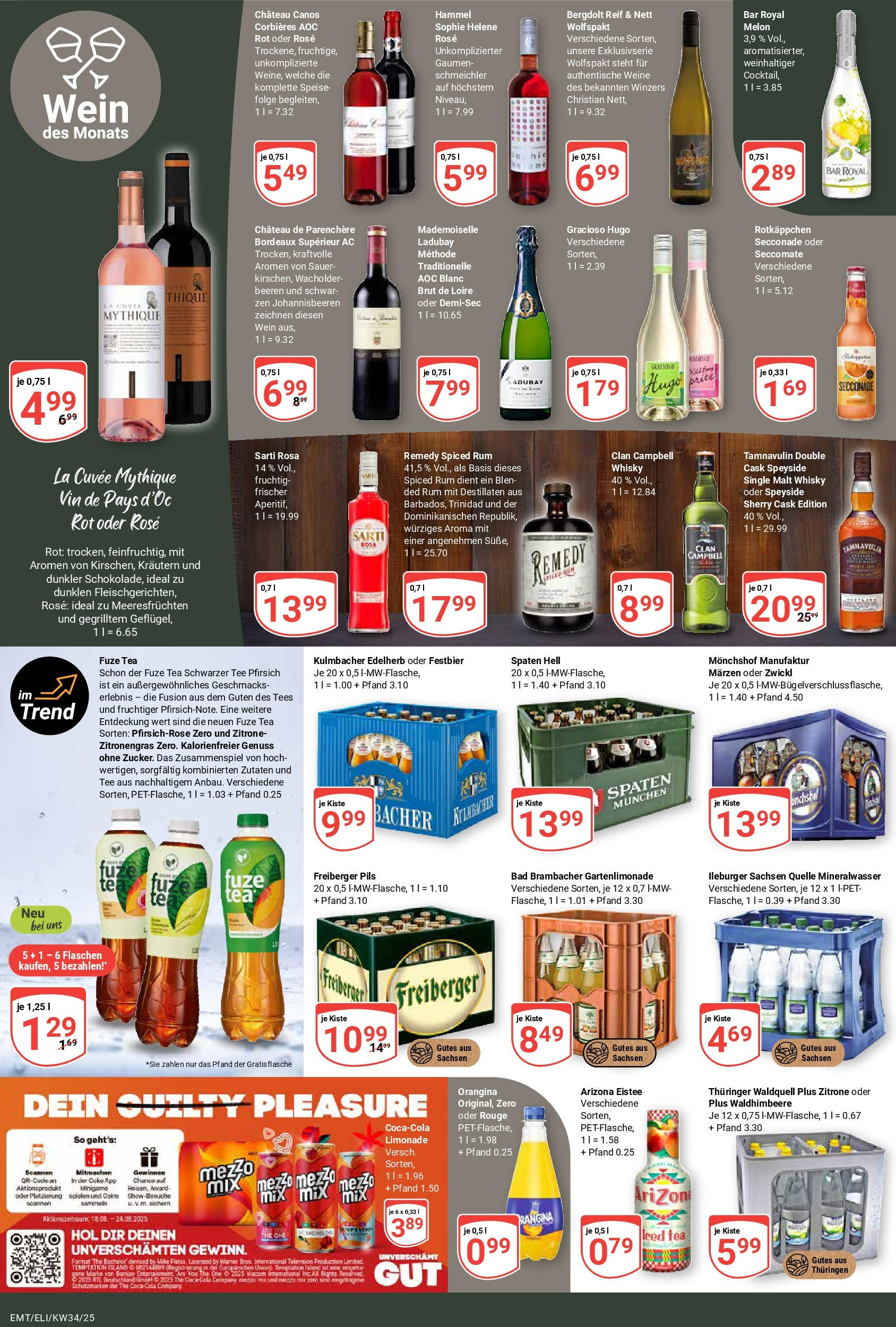 Globus prospekt Mittelhausen	 (ab 17.08.2025) » Angebote online | Seite: 15 | Produkte: Monchshof, Mezzo mix, Rotkäppchen, Wein