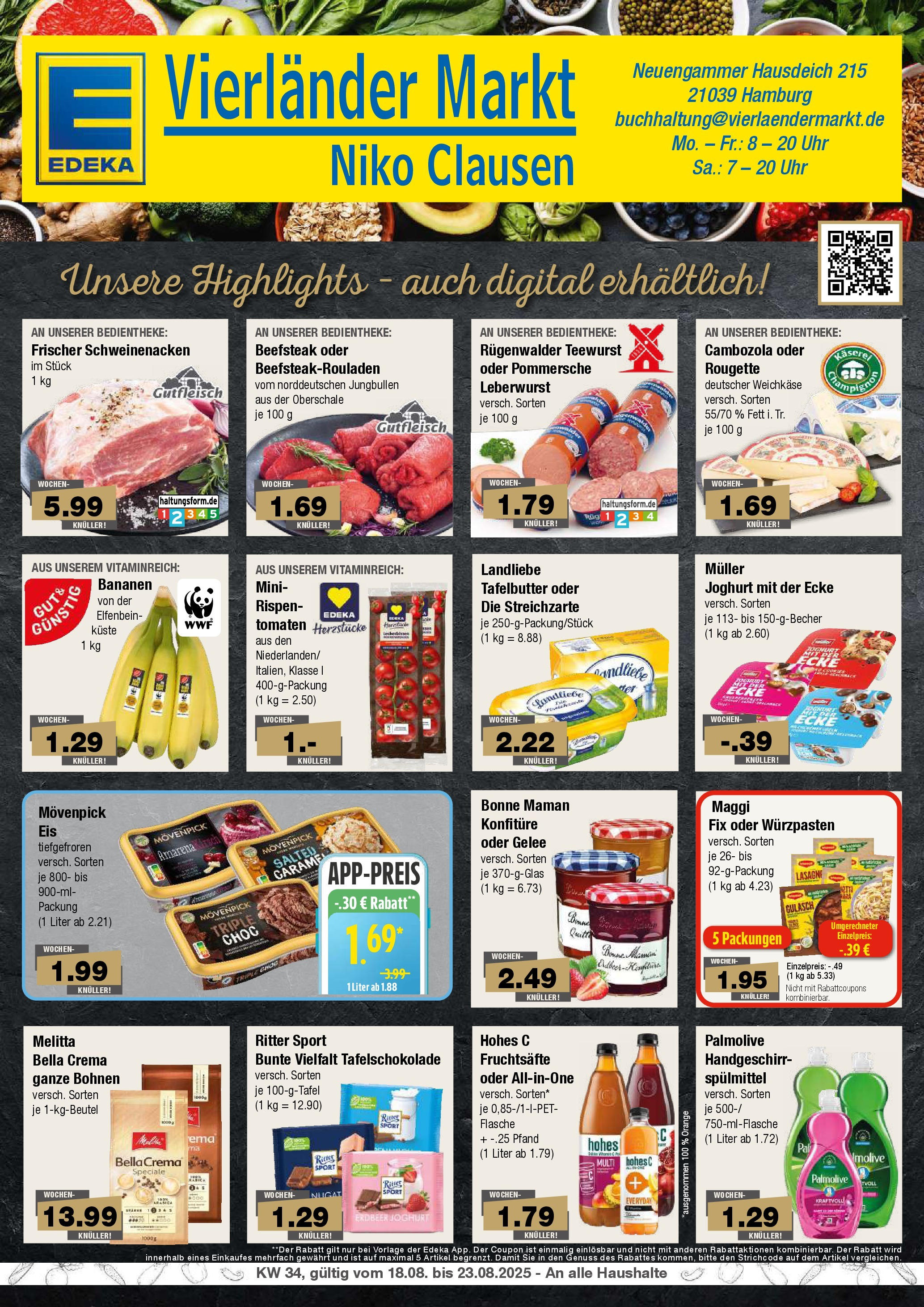 Edeka prospekt Hamburg	 (ab 17.08.2025) » Angebote Online | Seite: 1 | Produkte: Tomaten, Gulasch, Maggi fix, Eis
