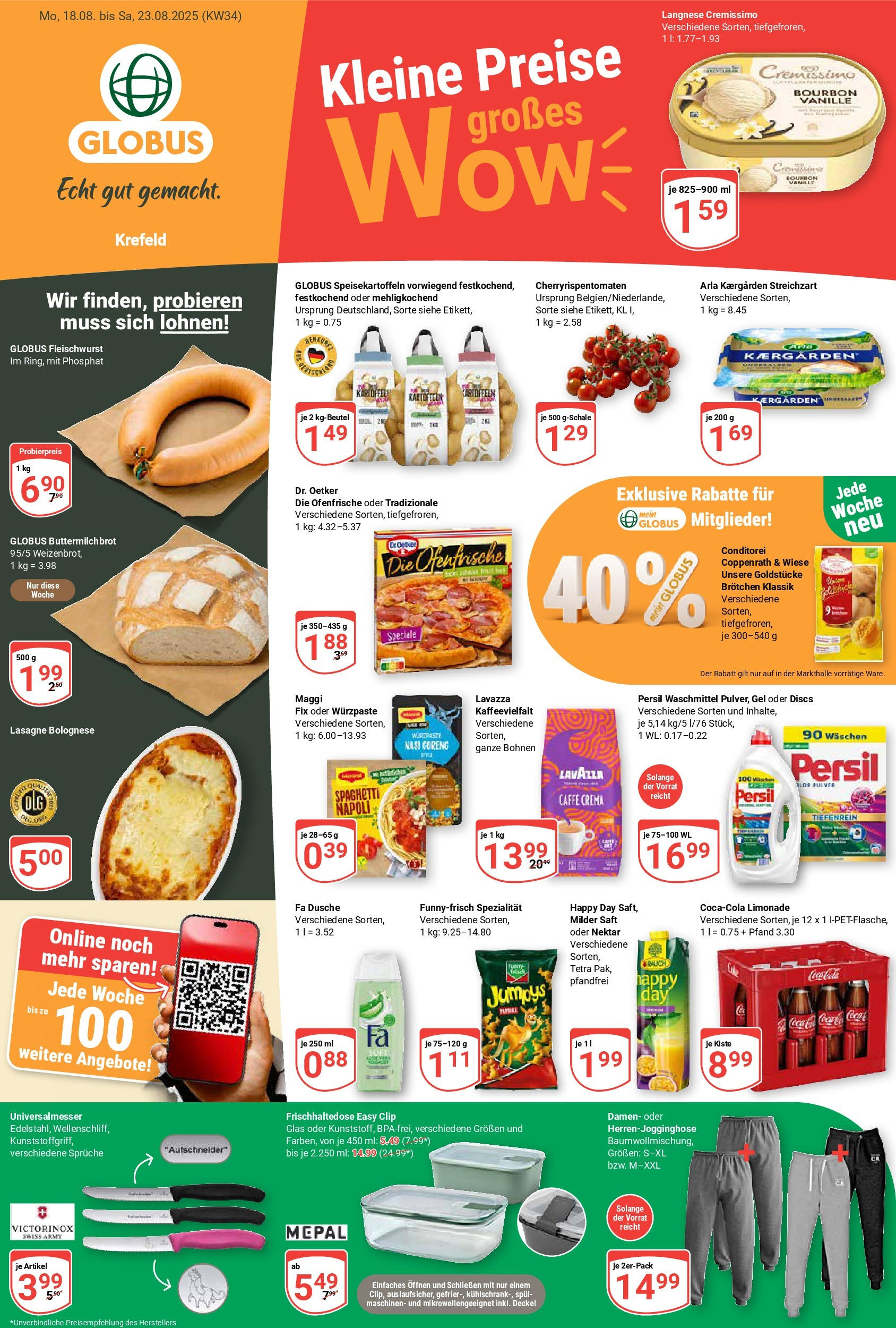Globus prospekt Krefeld	 (ab 17.08.2025) » Angebote online | Seite: 5 | Produkte: Langnese, Dusche, Ofenfrische, Bourbon