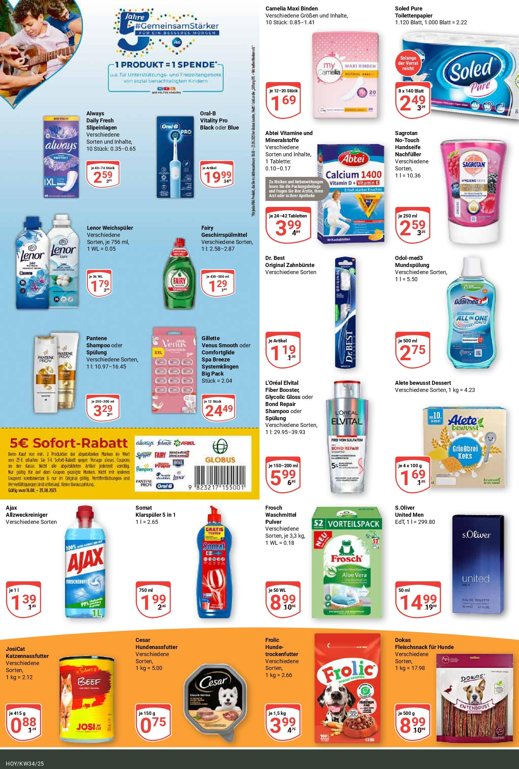Globus prospekt Hoyerswerda	 (ab 17.08.2025) » Angebote online | Seite: 19 | Produkte: Eau de Toilette, Zahnbürste, Weichspüler, Toilettenpapier