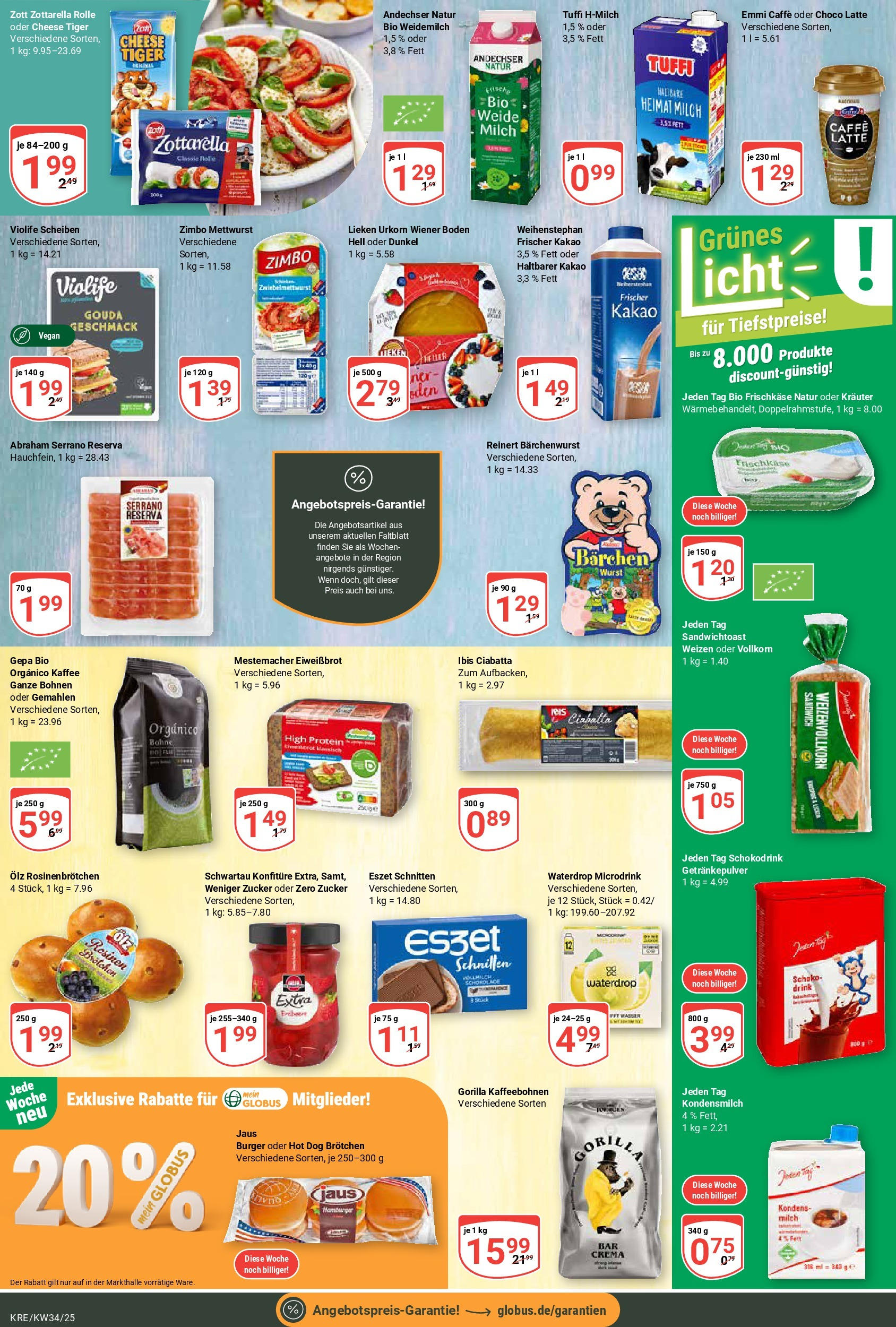 Globus prospekt Krefeld	 (ab 17.08.2025) » Angebote online | Seite: 15 | Produkte: Milch, Gouda, Wasser, Zucker