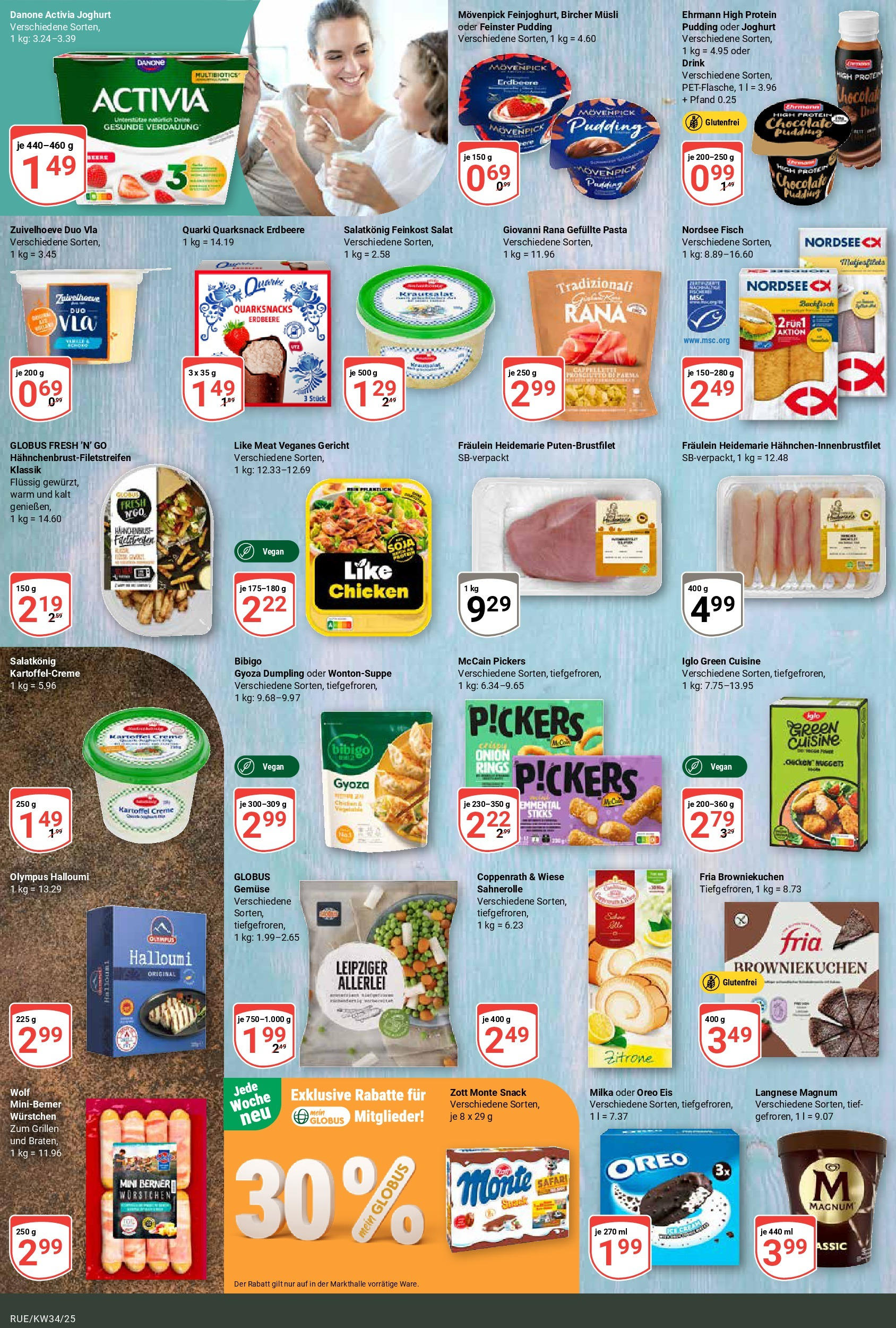 Globus prospekt Rüsselsheim	 (ab 17.08.2025) » Angebote online | Seite: 11 | Produkte: Danone activia, McCain, Milka, Eis