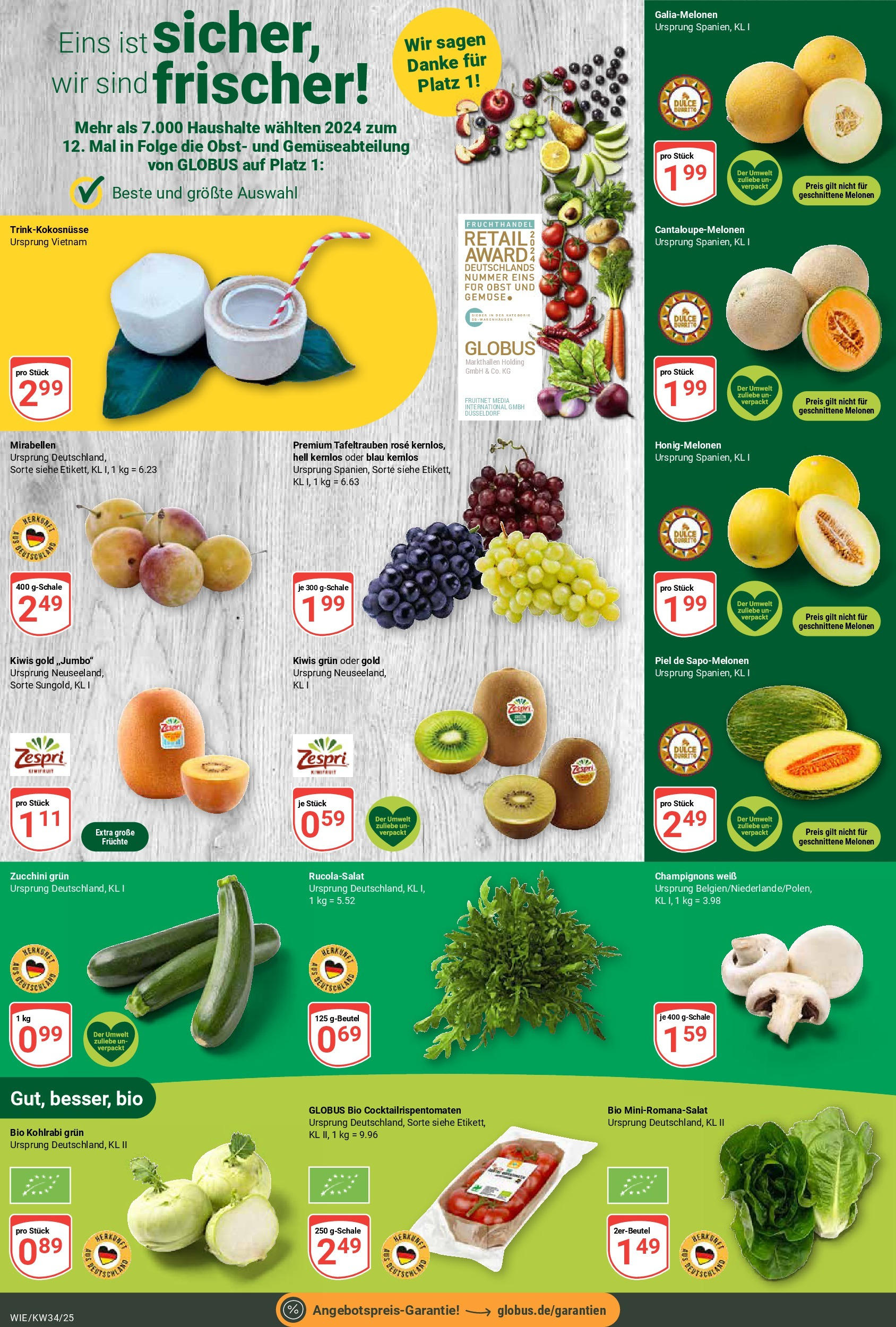 Globus prospekt Waghäusel (ab 17.08.2025) » Angebote ab Montag | Seite: 7 | Produkte: Champignons, Gemüse, Obst, Zucchini Globus prospekt Waghäusel (ab 17.08.2025) » Angebote online | Seite: 7 | Produkte: Champignons, Gemüse, Obst, Zucchini