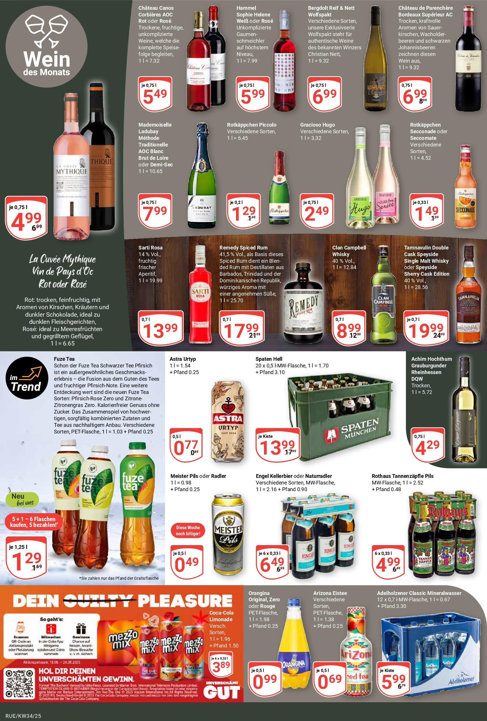Globus prospekt Rüsselsheim	 (ab 17.08.2025) » Angebote online | Seite: 16 | Produkte: Whisky, Fuze tea, Astra, Limonade