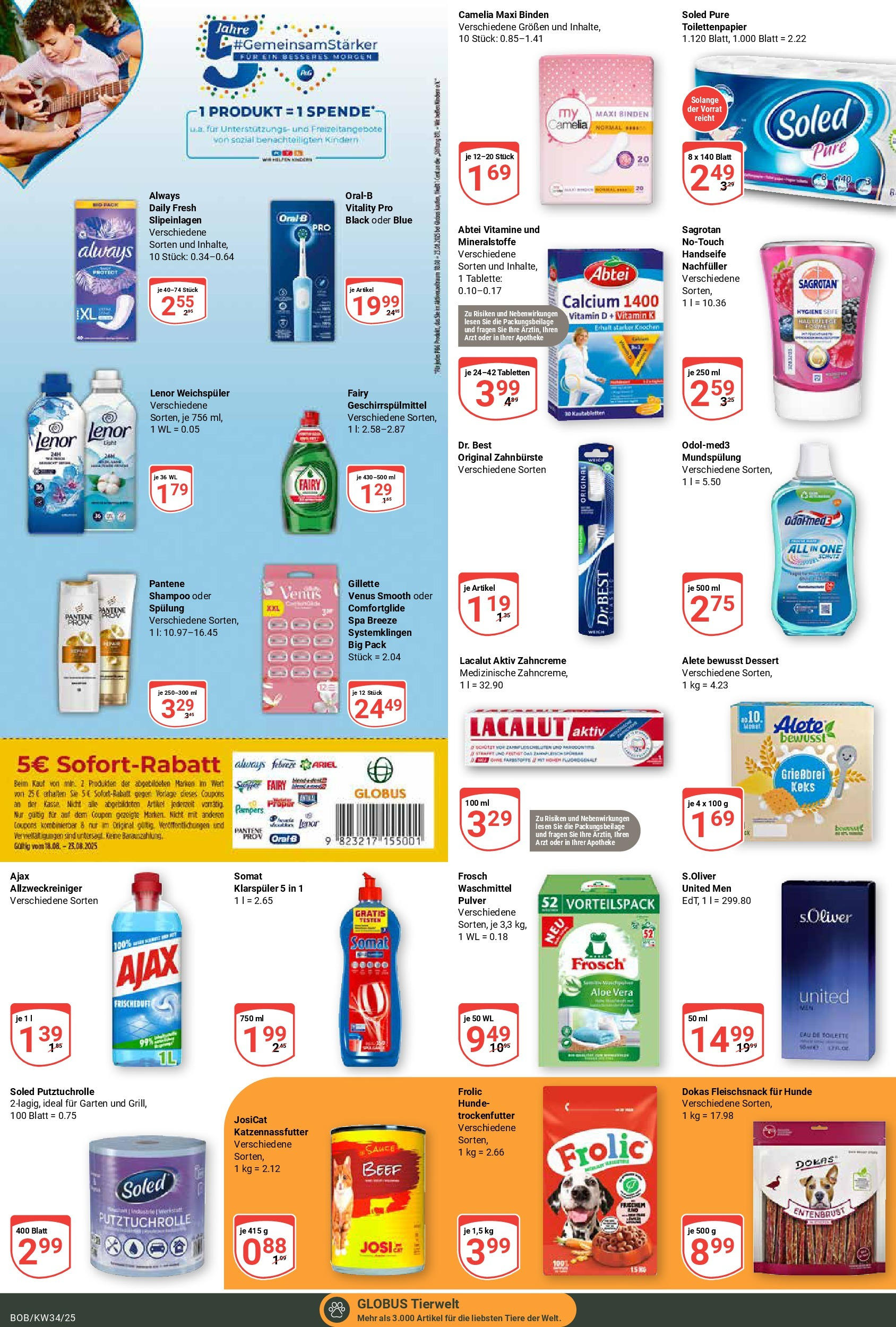 Globus prospekt Bobenheim-Roxheim	 (ab 17.08.2025) » Angebote online | Seite: 18 | Produkte: Toilette, Shampoo, Weichspüler, Geschirrspülmittel