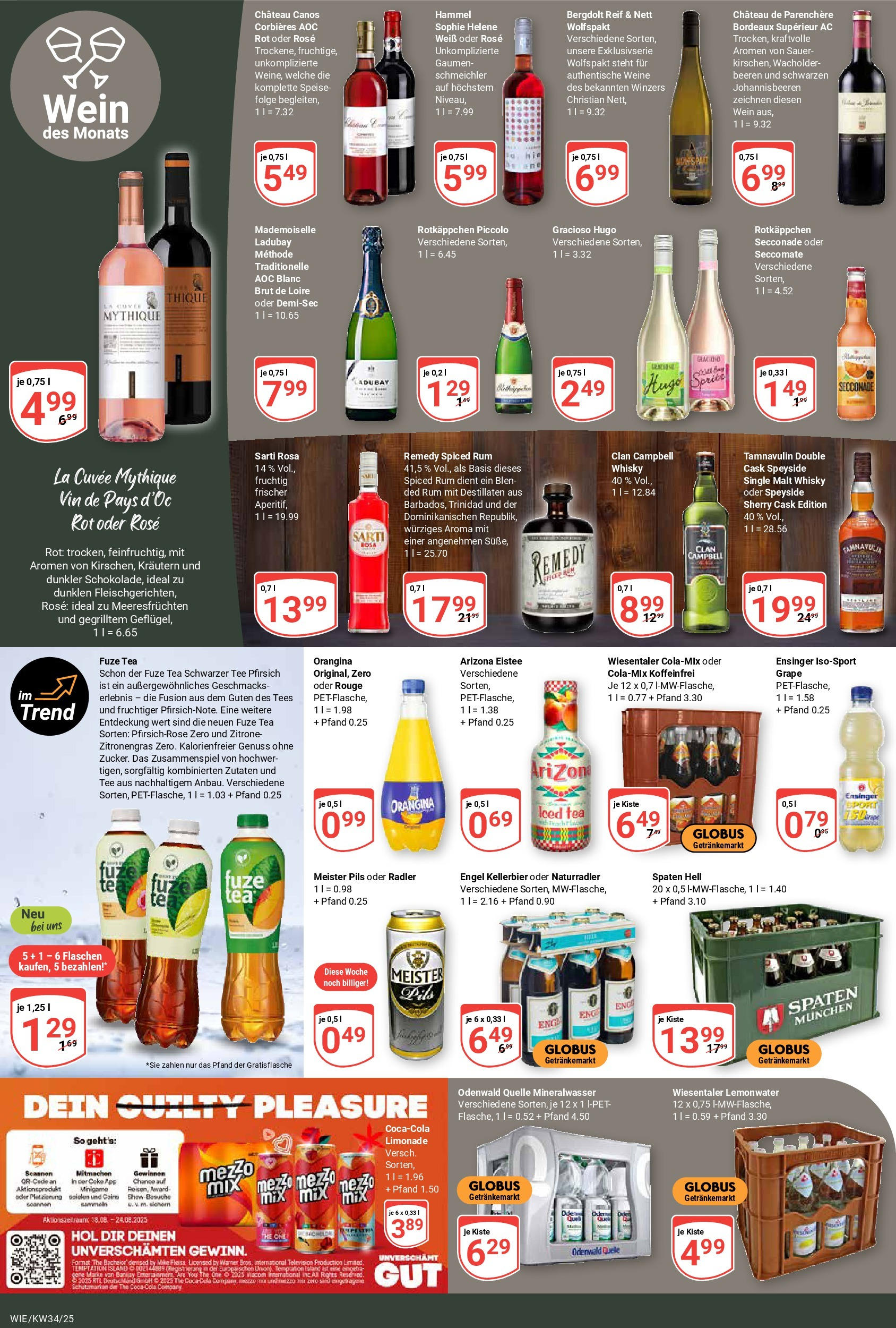 Globus prospekt Waghäusel (ab 17.08.2025) » Angebote ab Montag | Seite: 17 | Produkte: Whisky, Fuze tea, Mezzo mix, Rum Globus prospekt Waghäusel (ab 17.08.2025) » Angebote online | Seite: 17 | Produkte: Whisky, Fuze tea, Mezzo mix, Rum