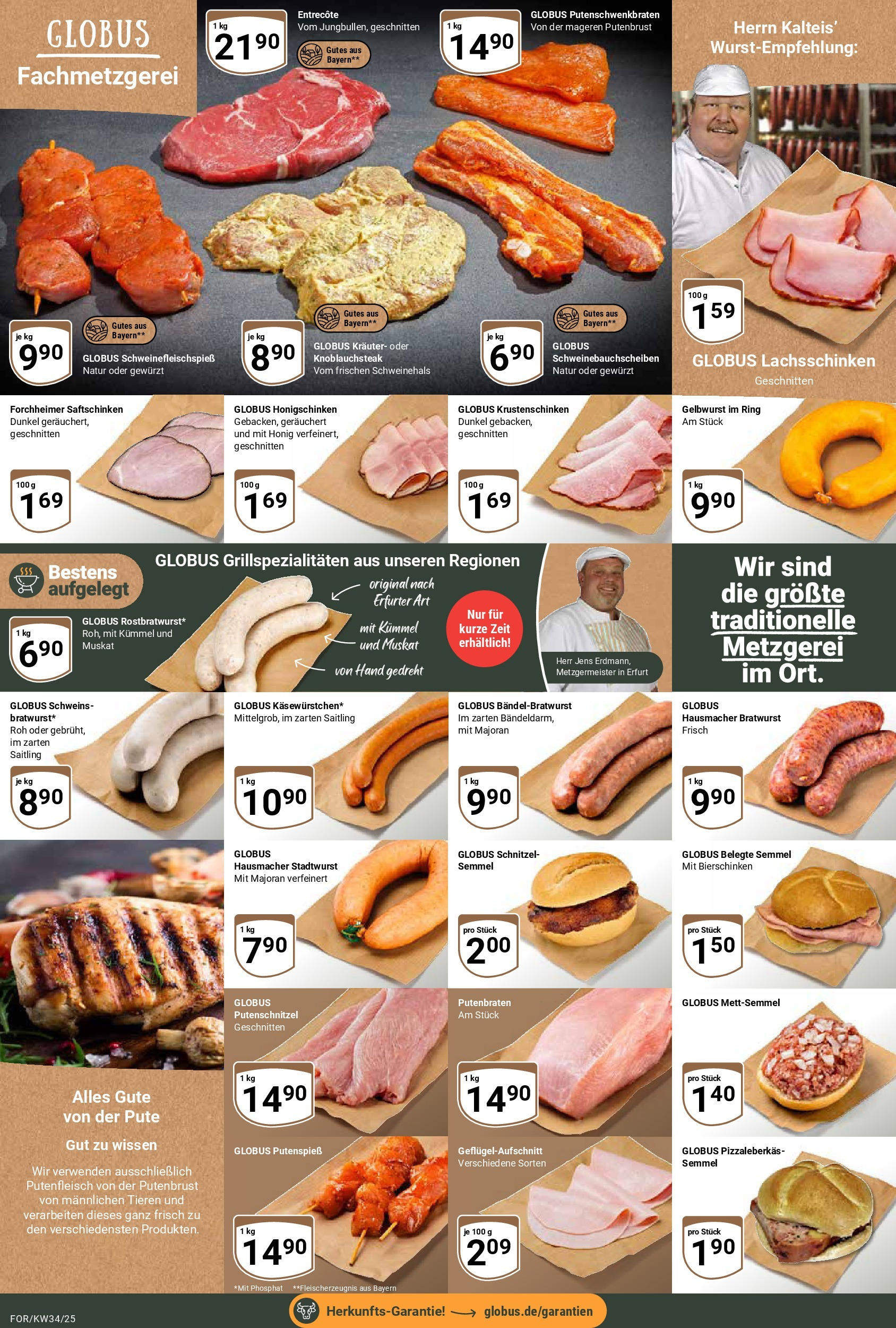Globus prospekt Forchheim	 (ab 17.08.2025) » Angebote online | Seite: 8 | Produkte: Bratwurst, Entrecote, Schnitzel, Putenschnitzel