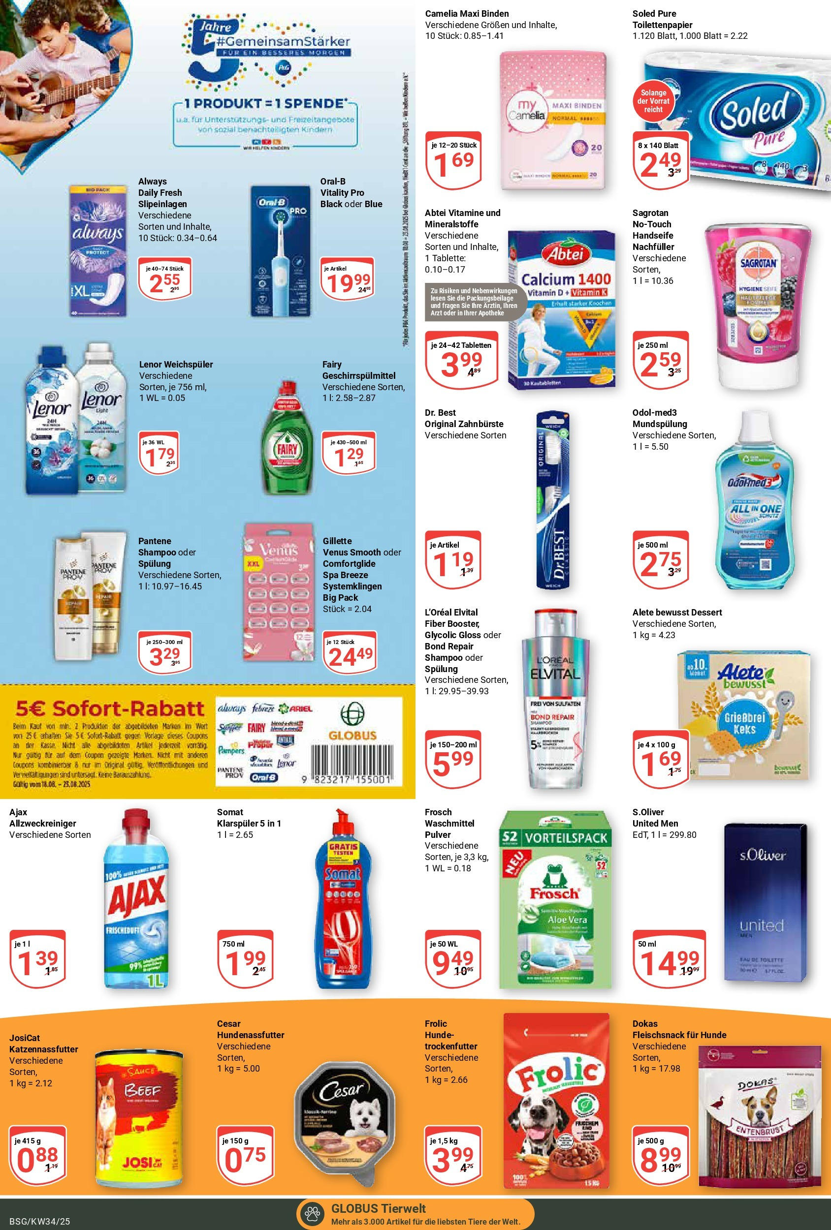 Globus prospekt Braunschweig	 (ab 17.08.2025) » Angebote online | Seite: 18 | Produkte: Pampers, Shampoo, Spülung, Klarspüler