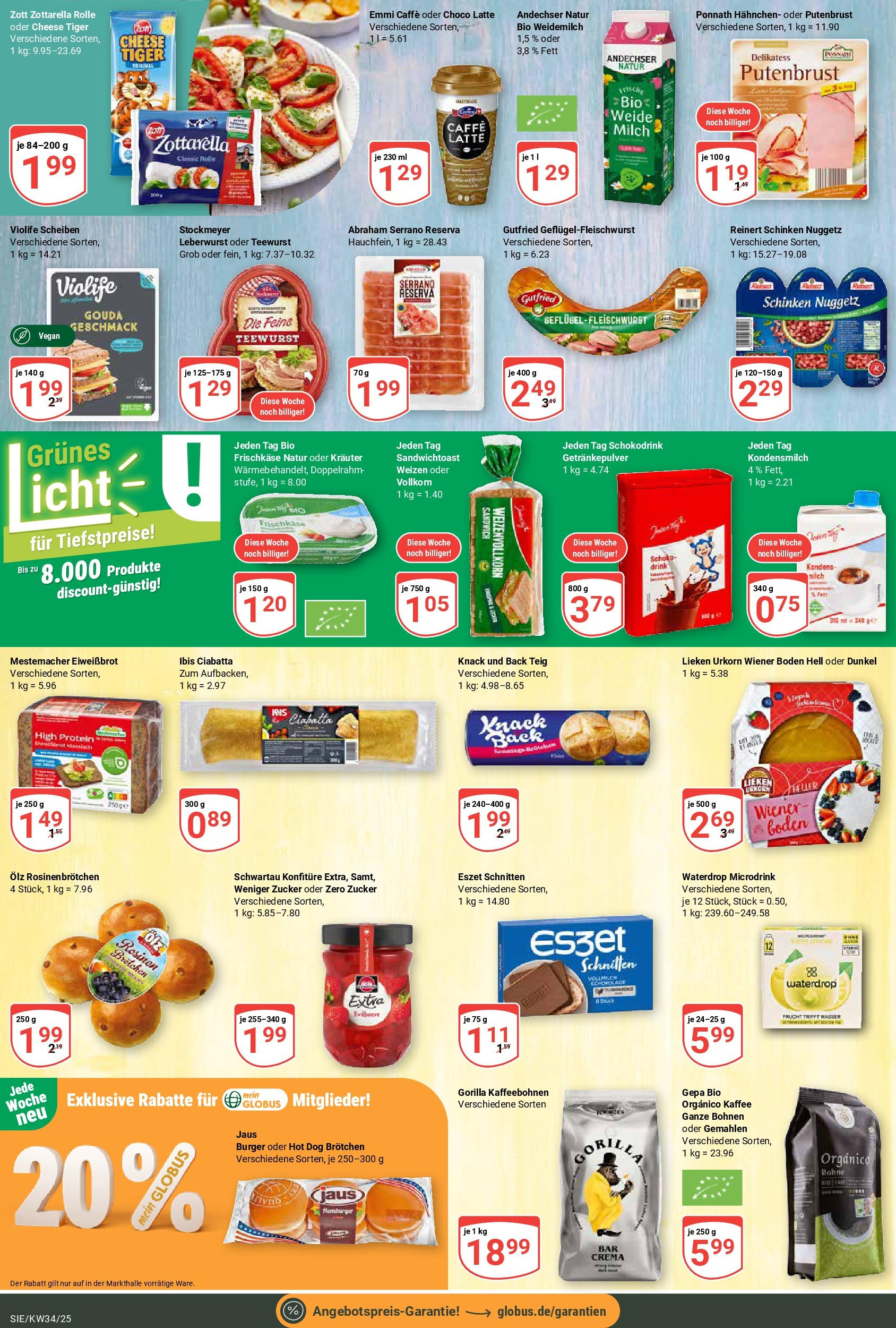 Globus prospekt Siegen	 (ab 17.08.2025) » Angebote online | Seite: 18 | Produkte: Milch, Kaffee, Schokolade, Wasser