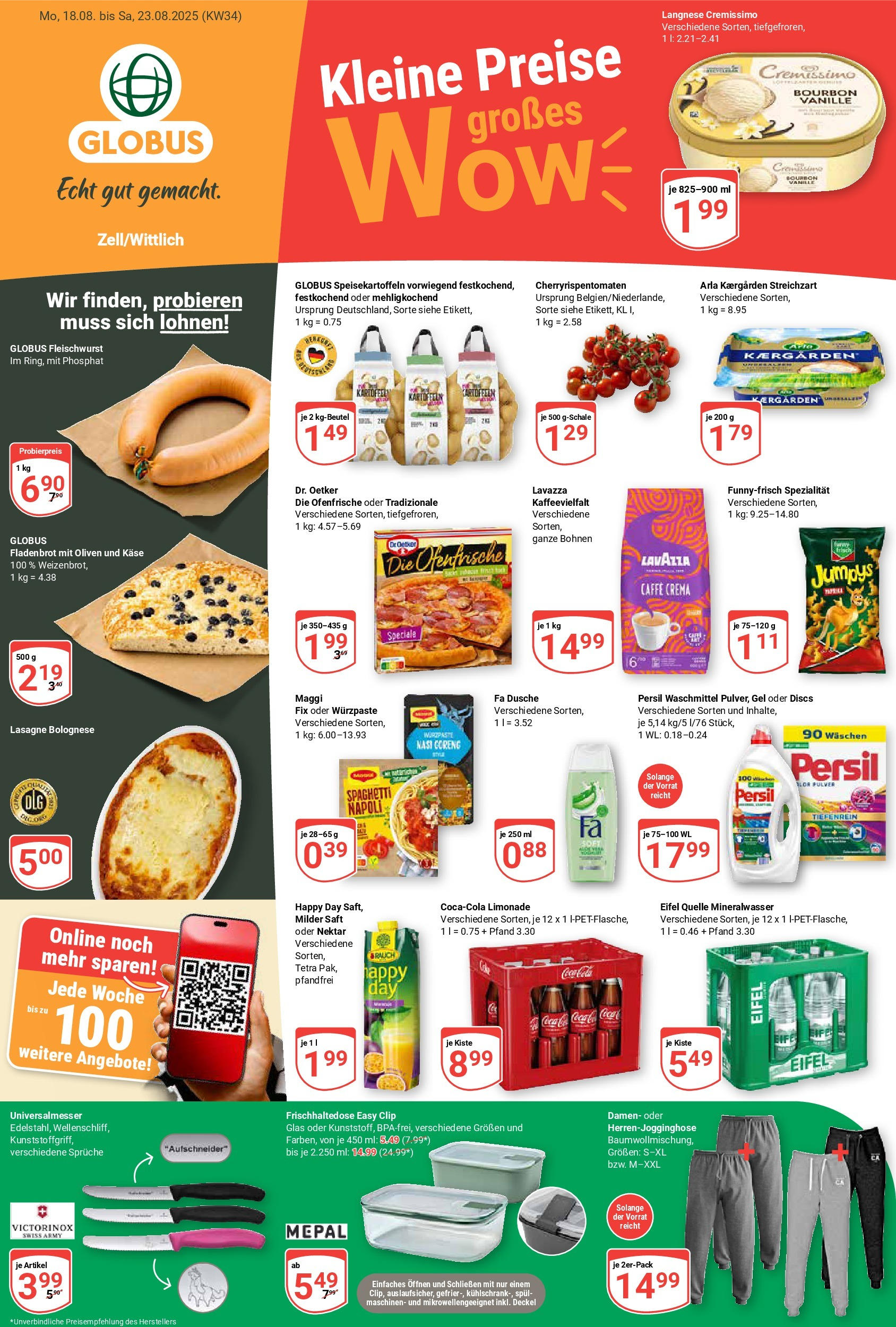 Globus prospekt Zell/mosel	 (ab 17.08.2025) » Angebote online | Seite: 1 | Produkte: Langnese, Käse, Ofenfrische, Persil
