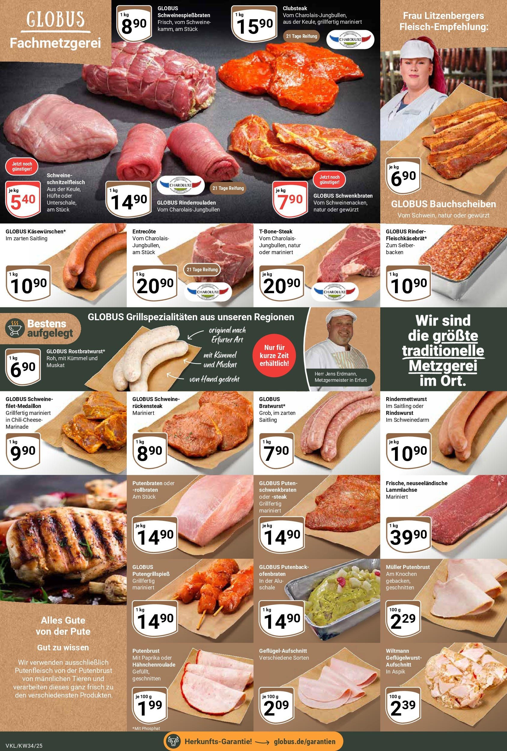 Globus prospekt Völklingen	 (ab 17.08.2025) » Angebote online | Seite: 9 | Produkte: Rinderrouladen, Pute, Entrecote, Paprika