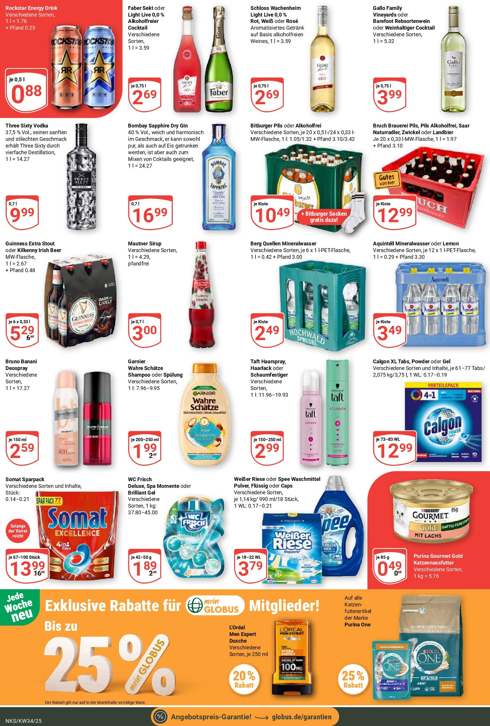 Globus prospekt Neunkirchen	 (ab 17.08.2025) » Angebote online | Seite: 6 | Produkte: Purina one, Rockstar, Vodka, Eis