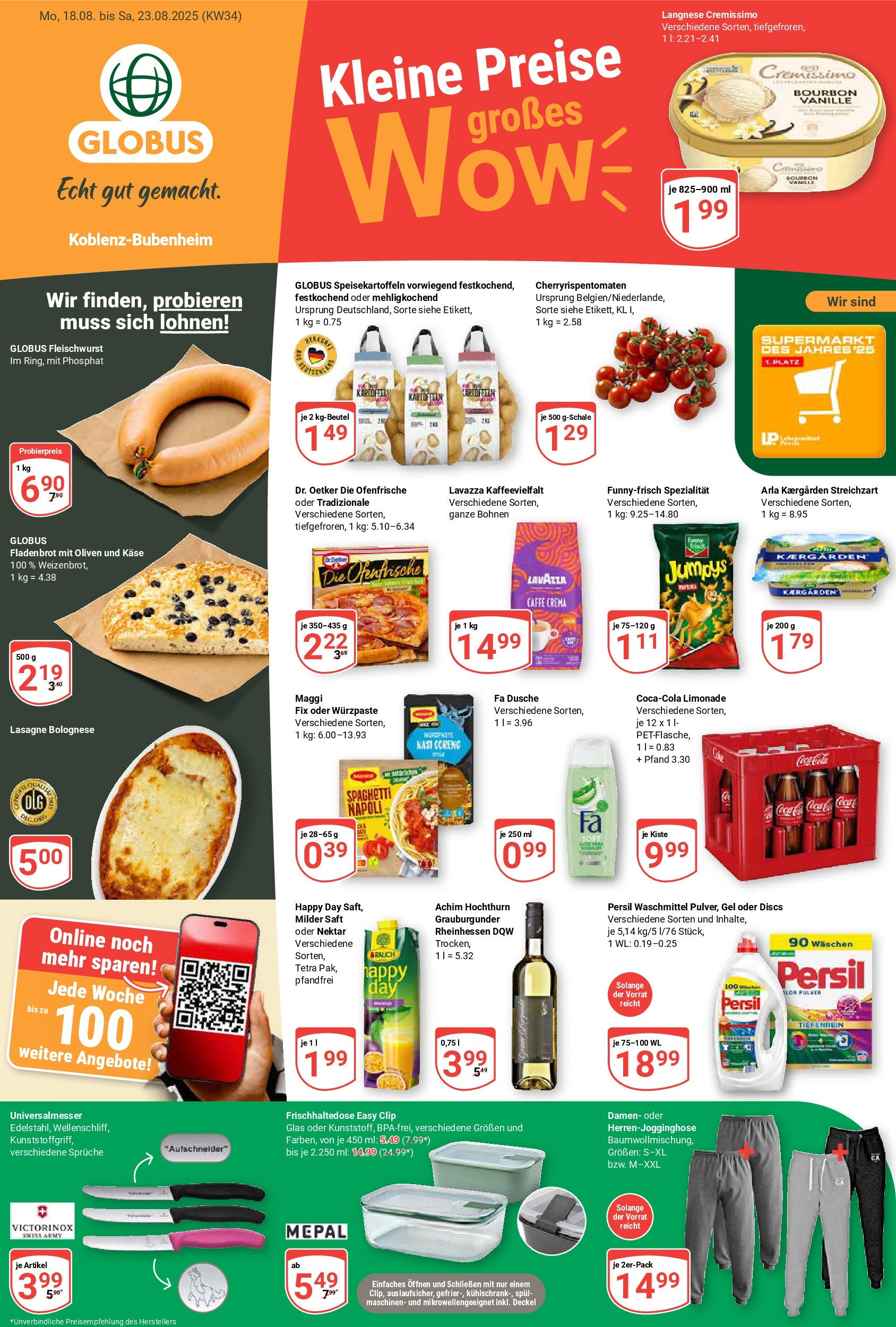 Globus prospekt Koblenz-Bubenheim	 (ab 17.08.2025) » Angebote online | Seite: 1 | Produkte: Lavazza, Maggi, Dusche, Persil