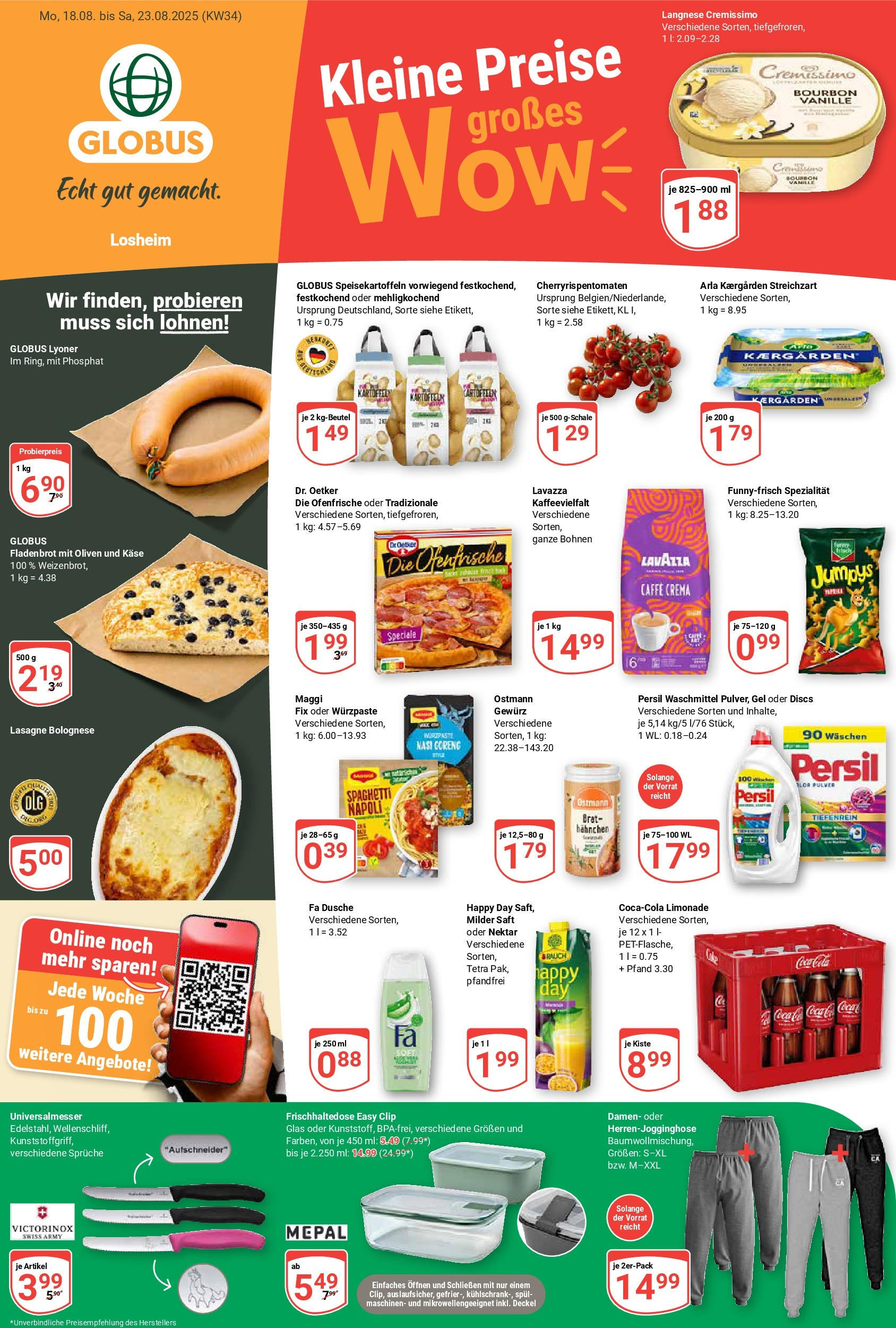 Globus prospekt Losheim Am See	 (ab 17.08.2025) » Angebote online | Seite: 1 | Produkte: Langnese, Cremissimo, Maggi, Ofenfrische