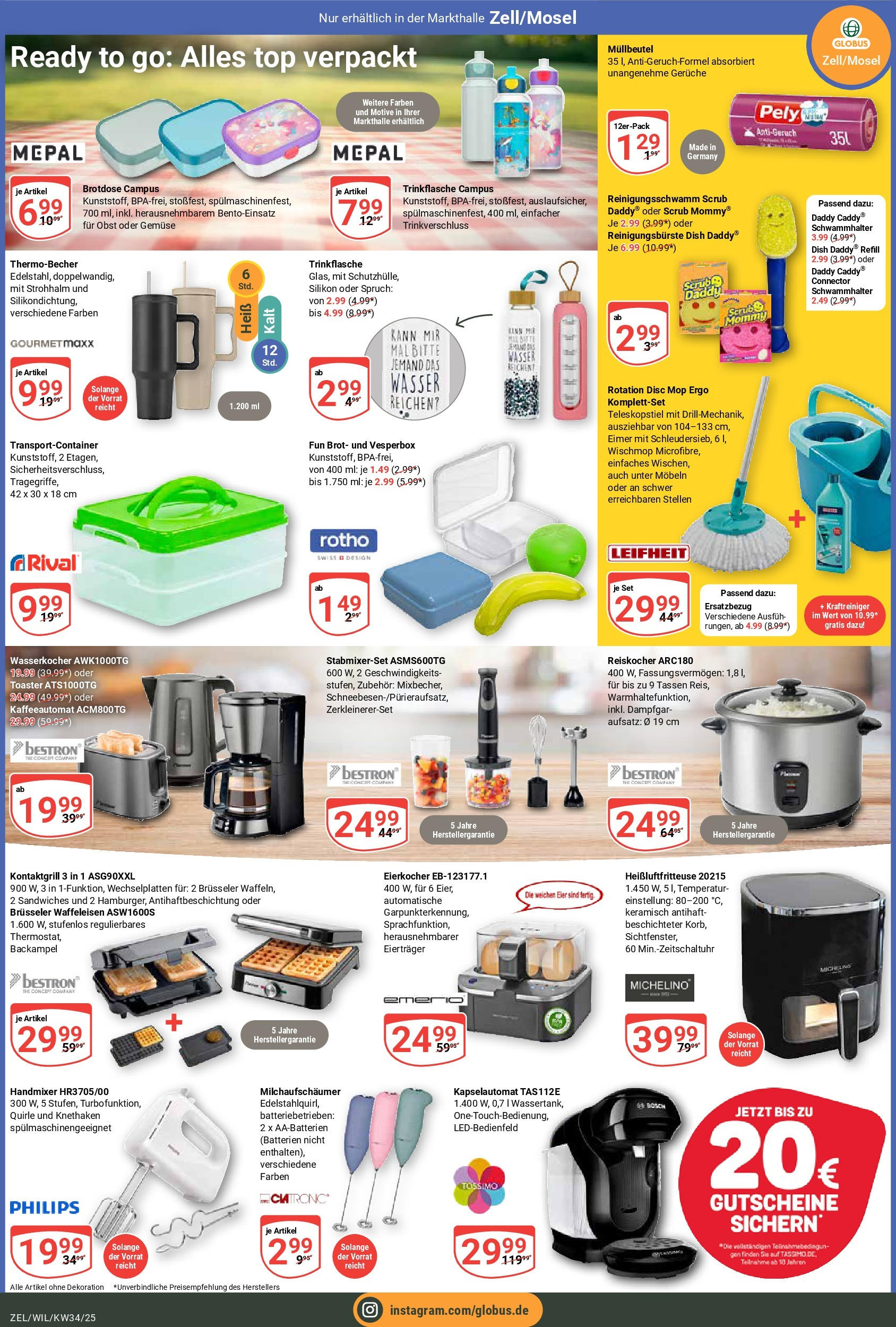 Globus prospekt Zell/mosel	 (ab 17.08.2025) » Angebote online | Seite: 18 | Produkte: Toaster, Handmixer, Obst, Brot