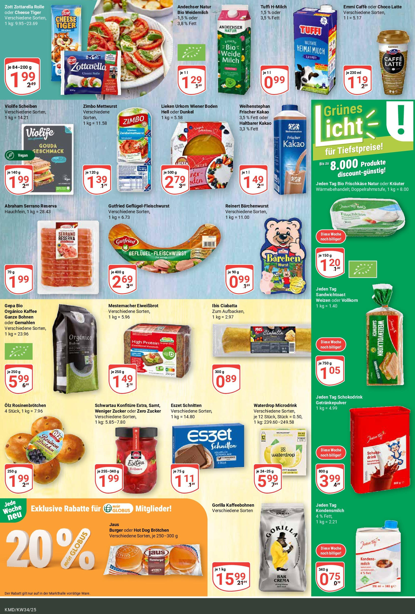 Globus prospekt Köln	 (ab 17.08.2025) » Angebote online | Seite: 15 | Produkte: Kaffee, Burger, Wasser, Zucker