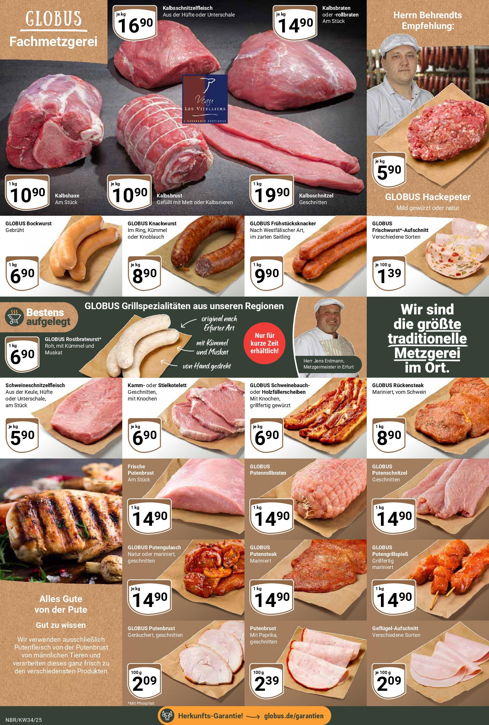 Globus prospekt Neubrandenburg	 (ab 17.08.2025) » Angebote online | Seite: 8 | Produkte: Bockwurst, Pute, Schweinebauch, Putenschnitzel