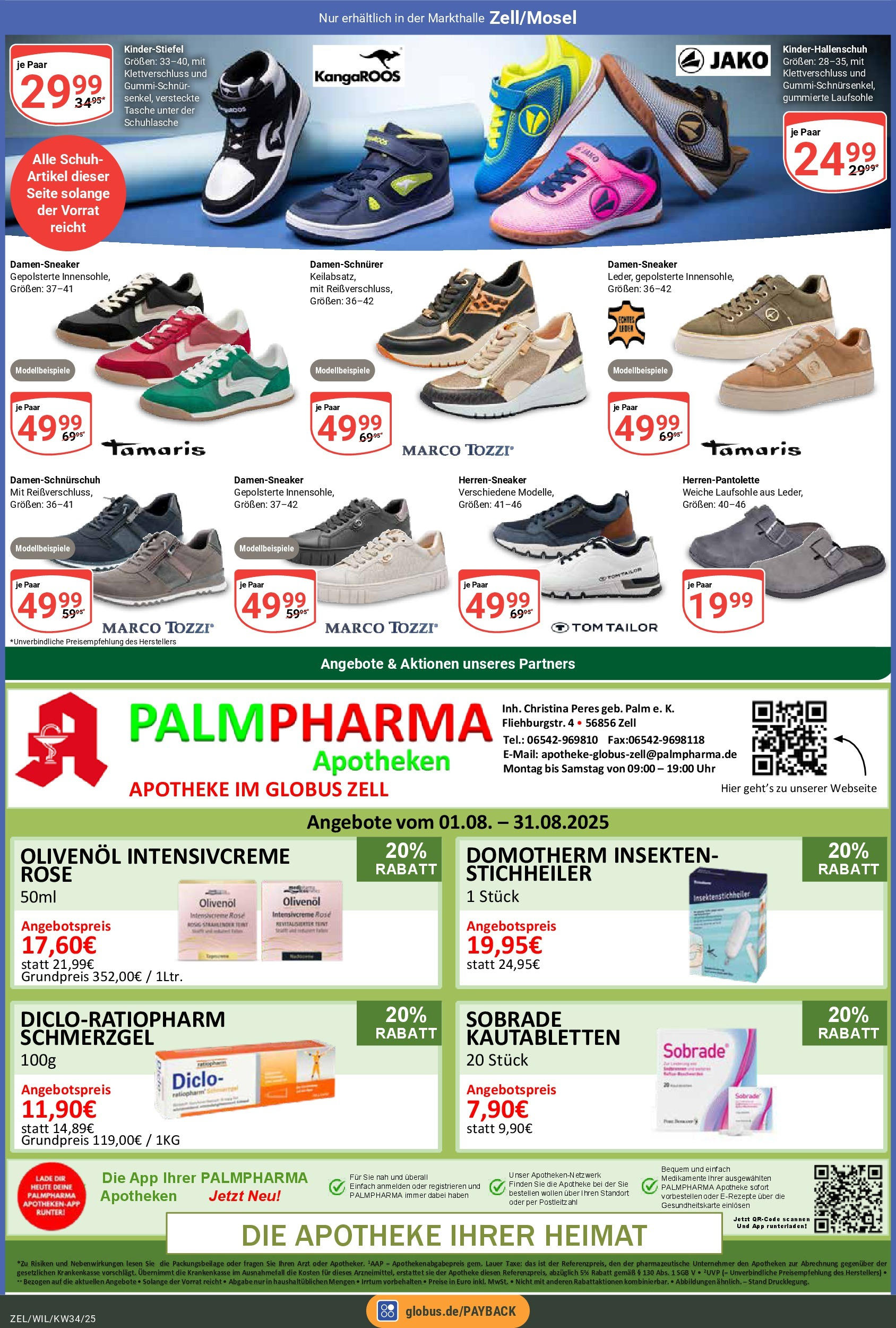Globus prospekt Zell/mosel	 (ab 17.08.2025) » Angebote online | Seite: 19 | Produkte: Tasche, Olivenol, Uhr