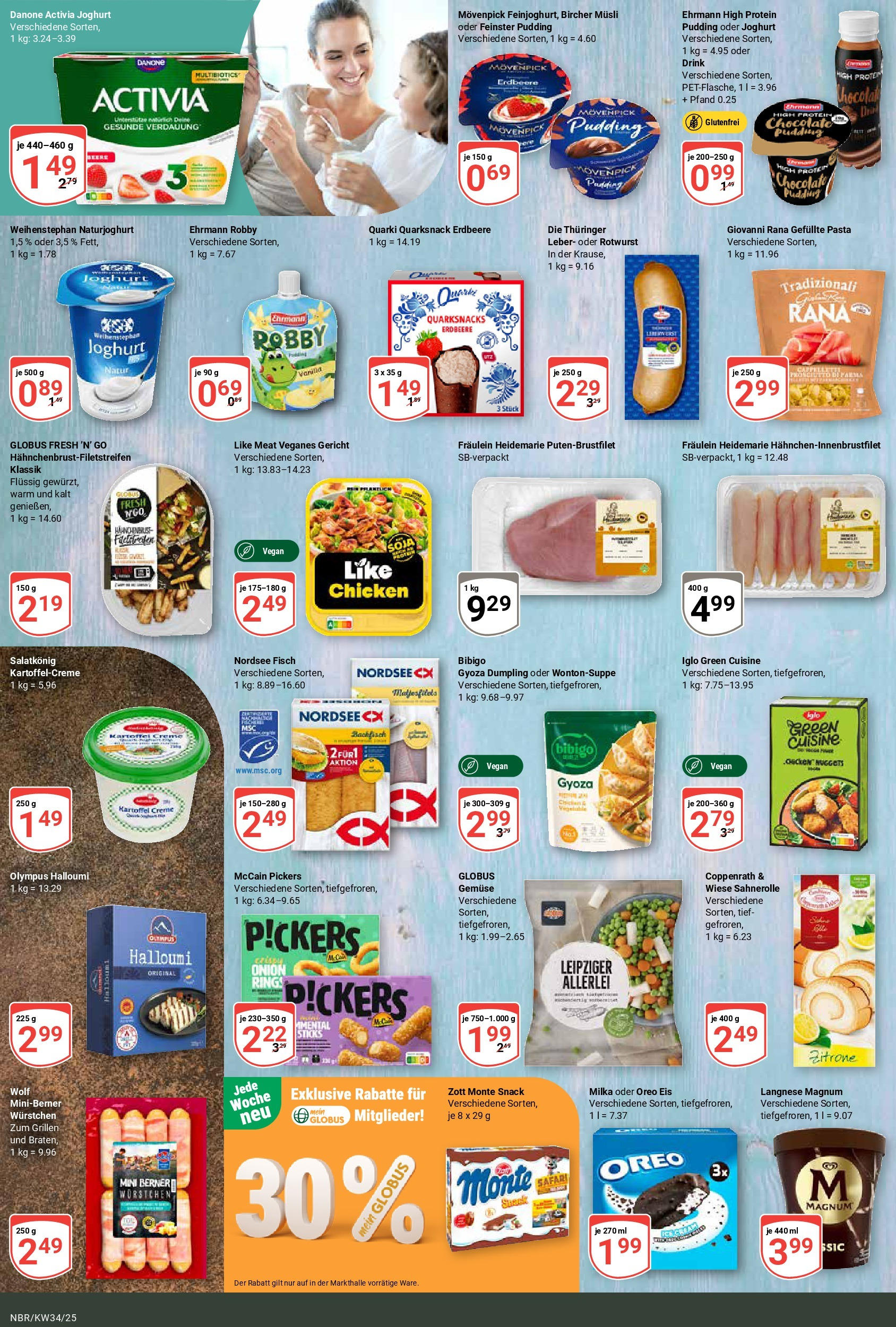 Globus prospekt Neubrandenburg	 (ab 17.08.2025) » Angebote online | Seite: 10 | Produkte: Danone activia, Creme, Fisch, Eis