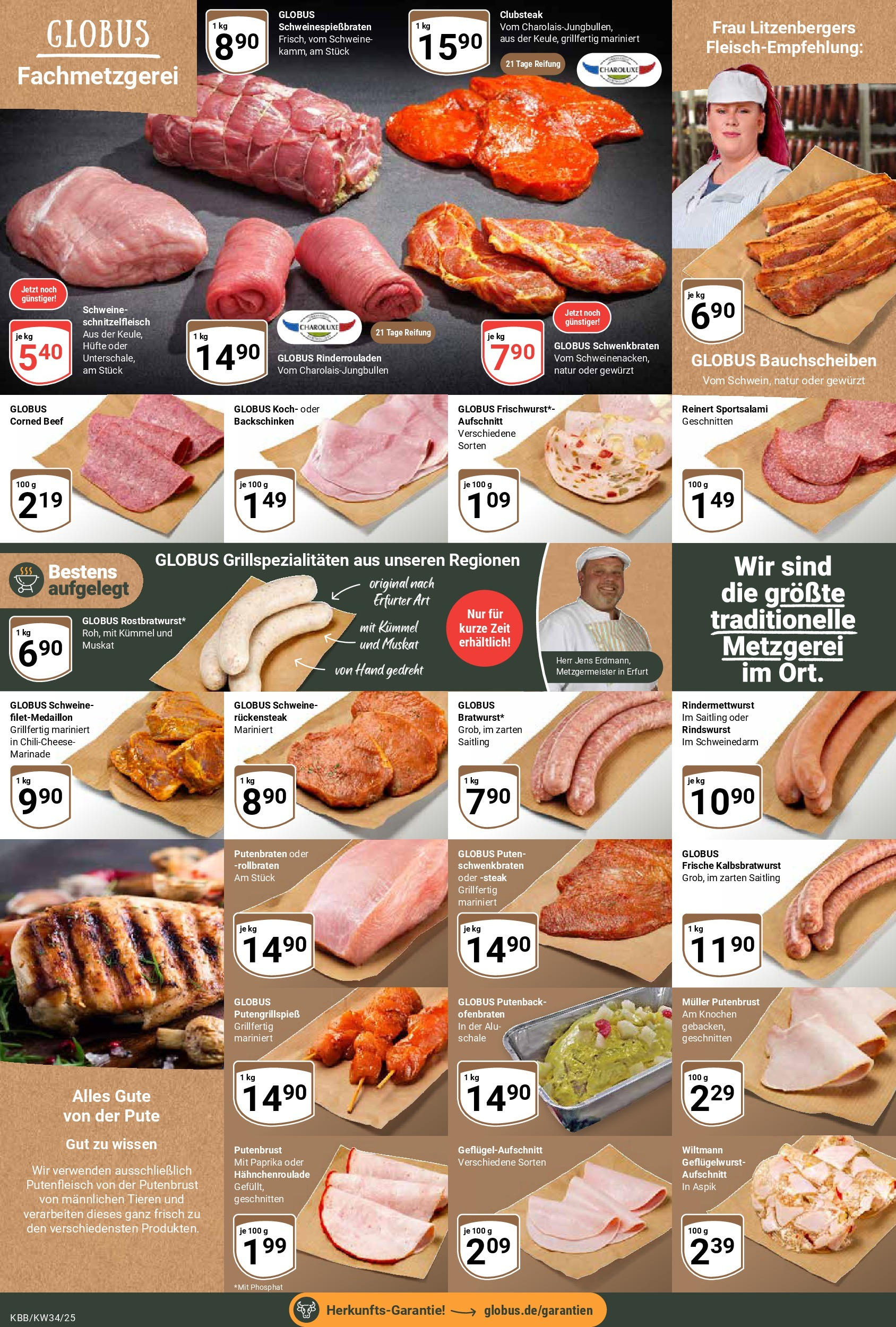 Globus prospekt Koblenz-Bubenheim	 (ab 17.08.2025) » Angebote online | Seite: 9 | Produkte: Rinderrouladen, Pute, Paprika, Steak