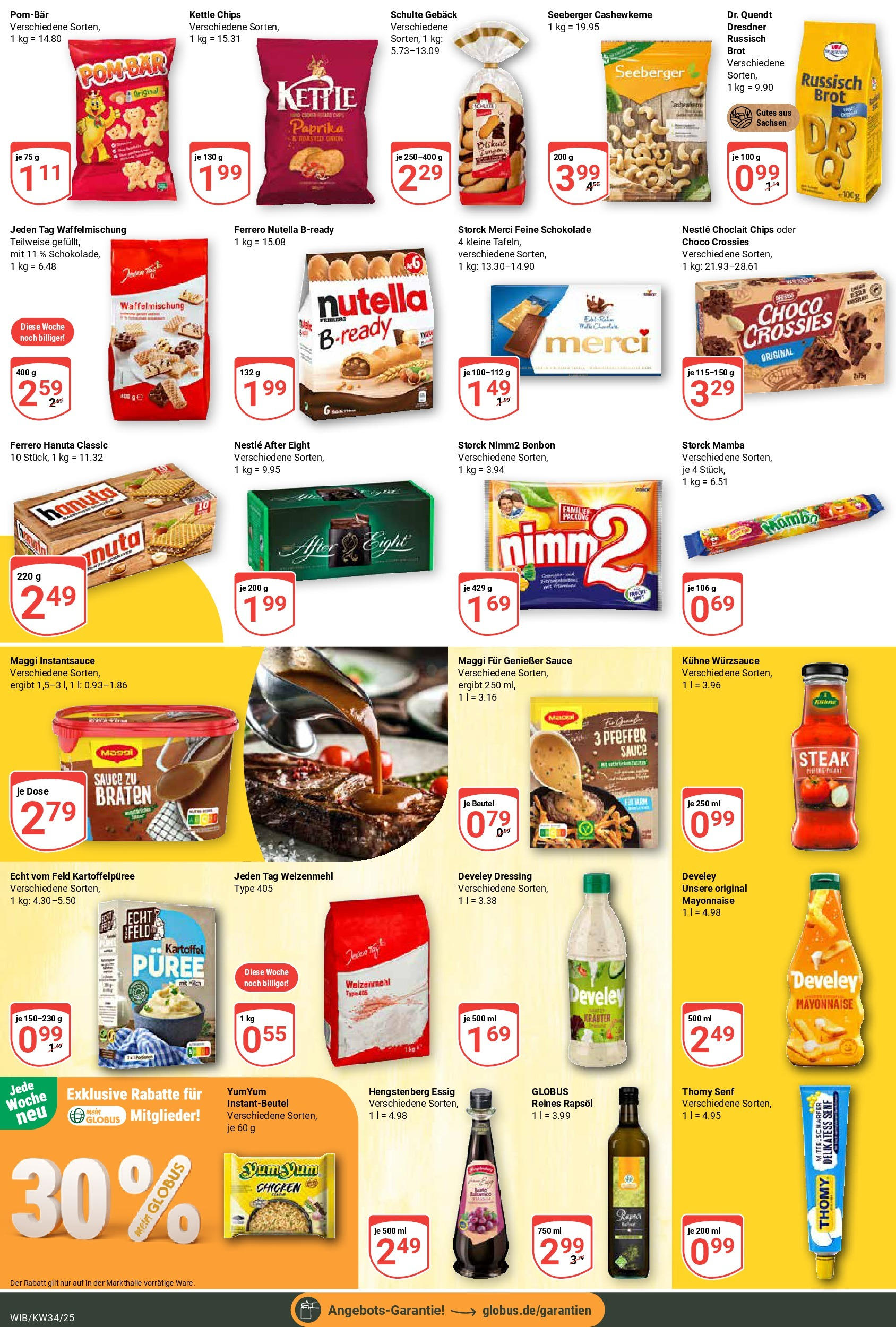 Globus prospekt Wiesbaden-Nordenstadt	 (ab 17.08.2025) » Angebote online | Seite: 15 | Produkte: Merci, Pfeffer, Brot, Chips