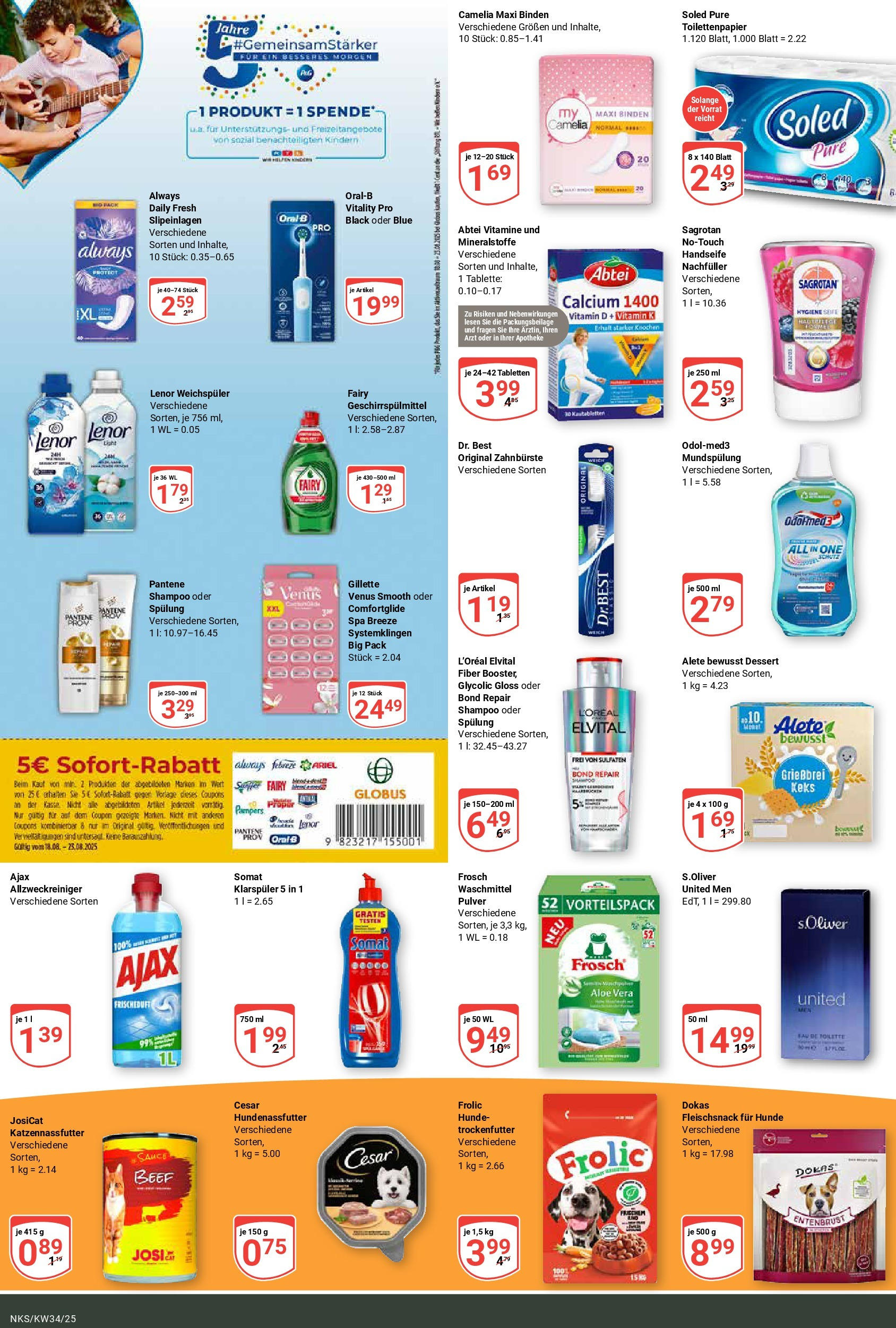 Globus prospekt Neunkirchen	 (ab 17.08.2025) » Angebote online | Seite: 18 | Produkte: Lenor, Shampoo, Seife, Geschirrspülmittel