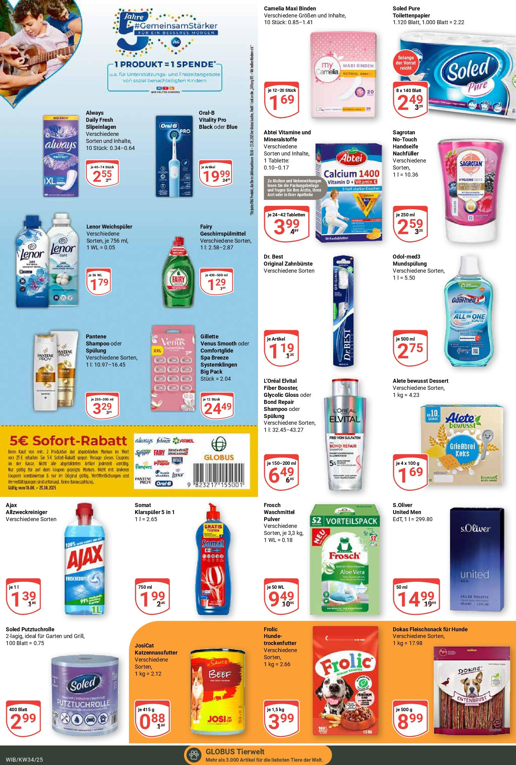 Globus prospekt Wiesbaden-Nordenstadt	 (ab 17.08.2025) » Angebote online | Seite: 18 | Produkte: Pampers, Spülung, Weichspüler, Klarspüler