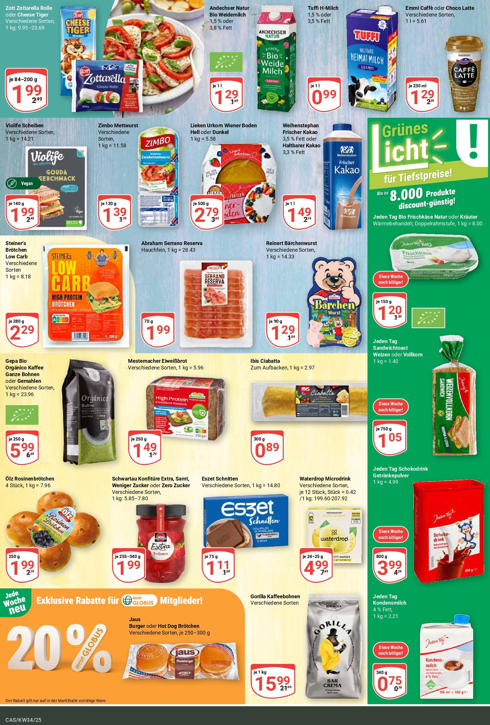 Globus prospekt Castrop-Rauxel	 (ab 17.08.2025) » Angebote online | Seite: 16 | Produkte: Milch, Burger, Wasser, Frischkase