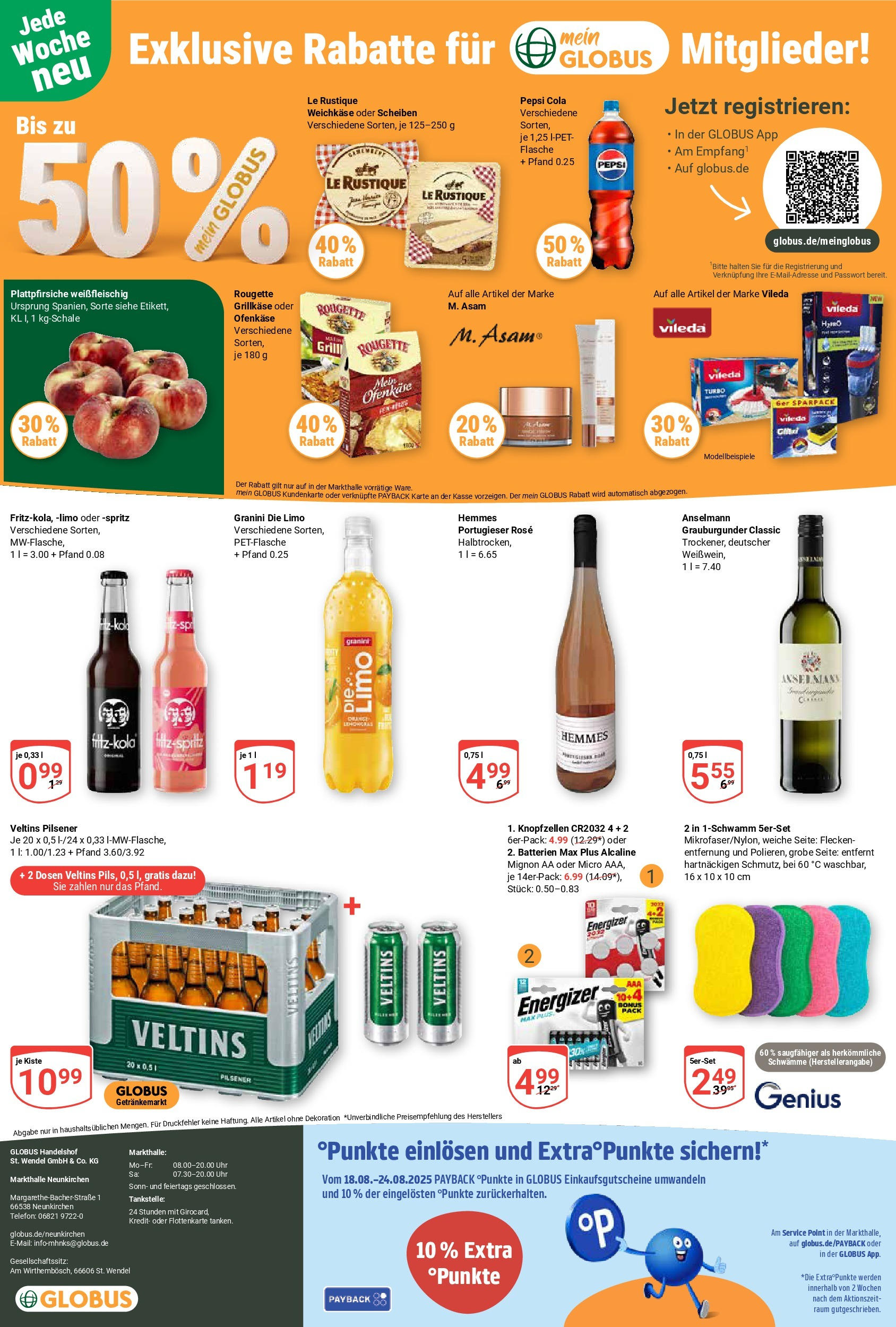 Globus prospekt Neunkirchen	 (ab 17.08.2025) » Angebote online | Seite: 23 | Produkte: Batterien, Pepsi, Granini die limo, Telefon
