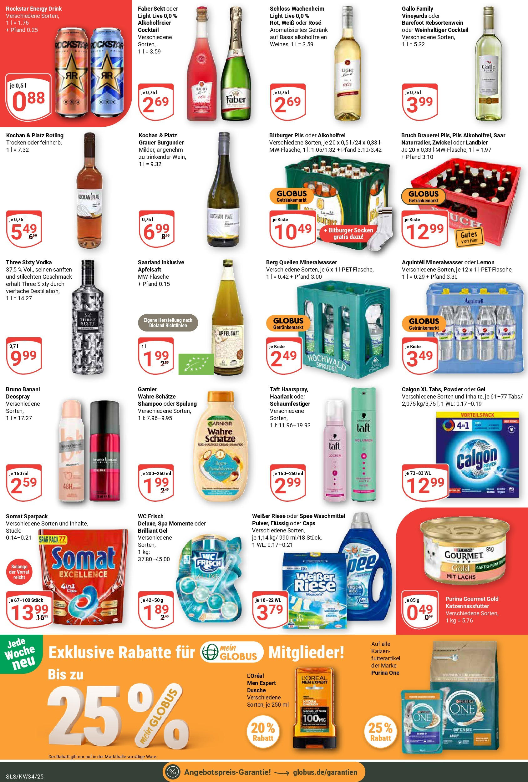 Globus prospekt Saarlouis	 (ab 17.08.2025) » Angebote online | Seite: 6 | Produkte: Purina one, Bitburger, Energy, Shampoo