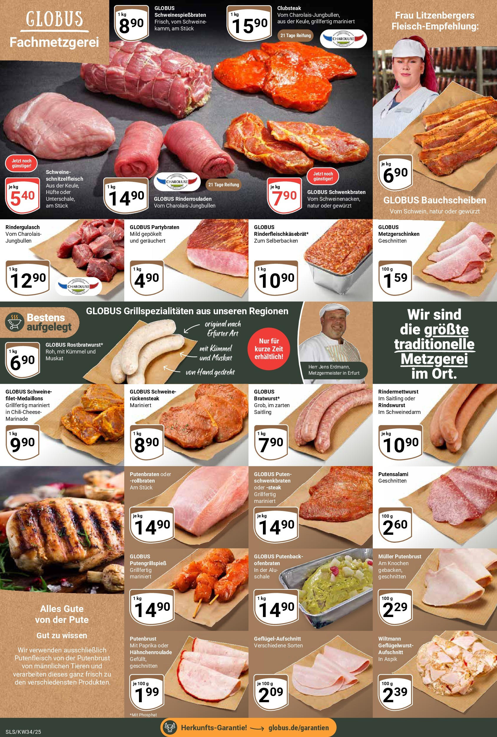 Globus prospekt Saarlouis	 (ab 17.08.2025) » Angebote online | Seite: 9 | Produkte: Rinderrouladen, Pute, Rindergulasch, Steak
