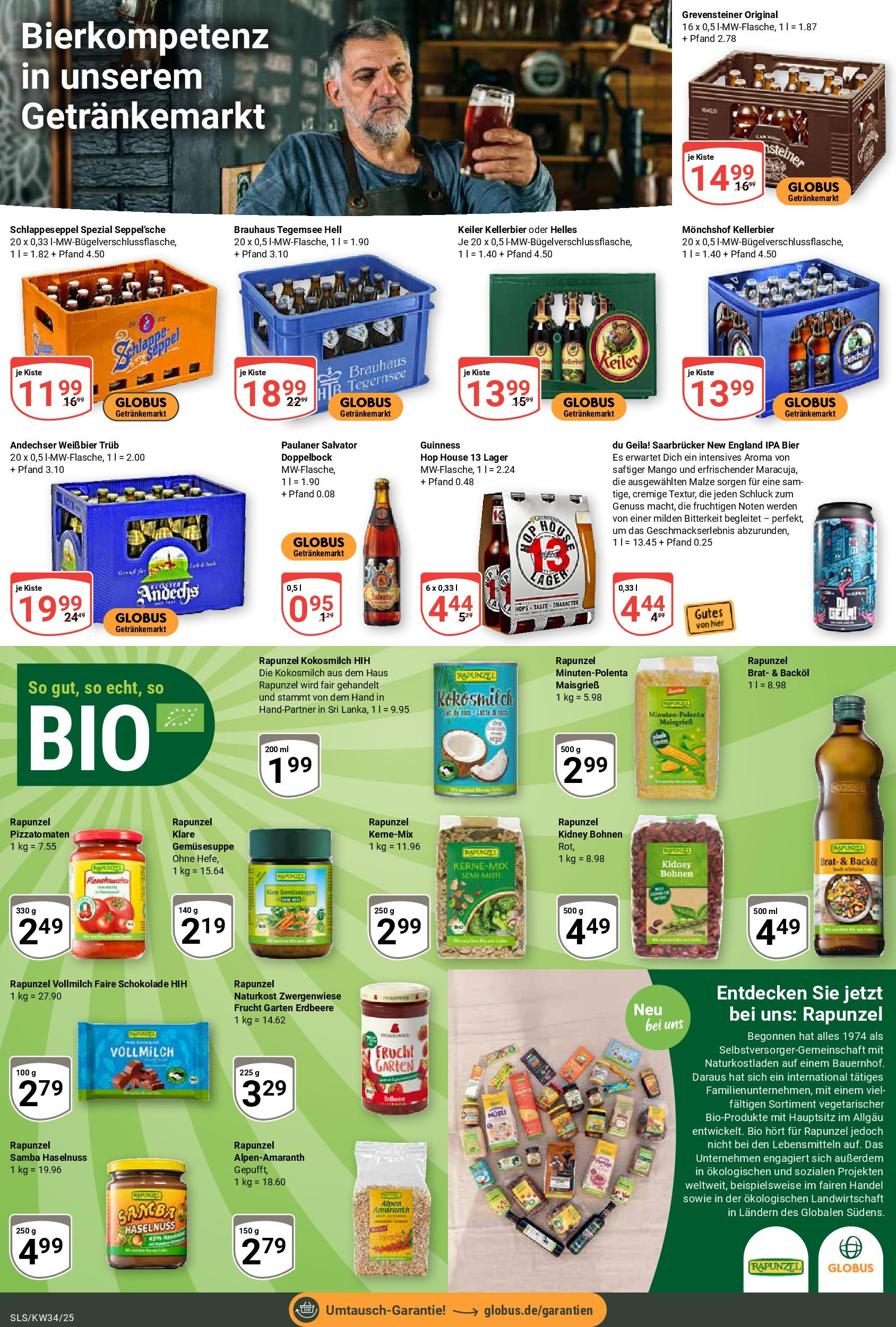 Globus prospekt Saarlouis	 (ab 17.08.2025) » Angebote online | Seite: 17 | Produkte: Schokolade, Bier, Mango, Paulaner