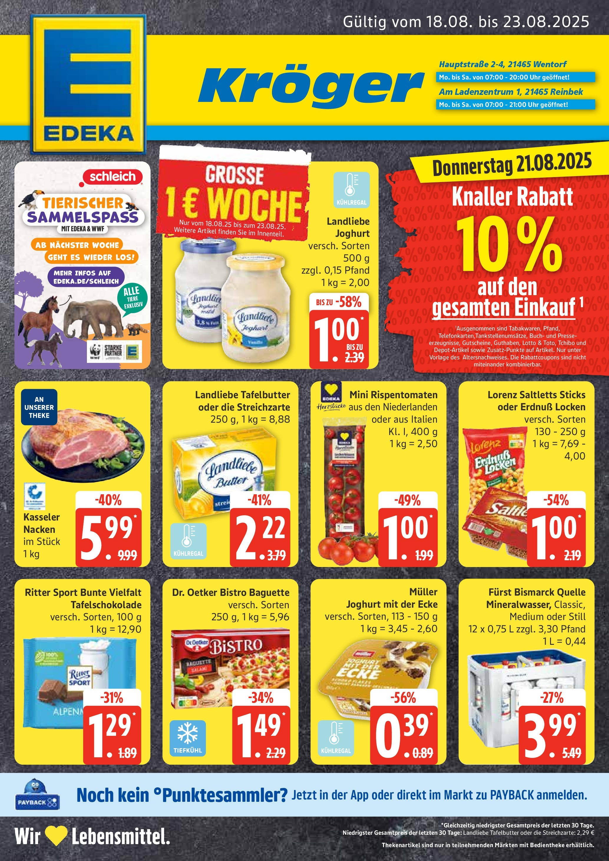 Edeka prospekt Reinbek	 (ab 17.08.2025) » Angebote Online | Seite: 1 | Produkte: Butter, Kasseler nacken, Landliebe joghurt, Uhr