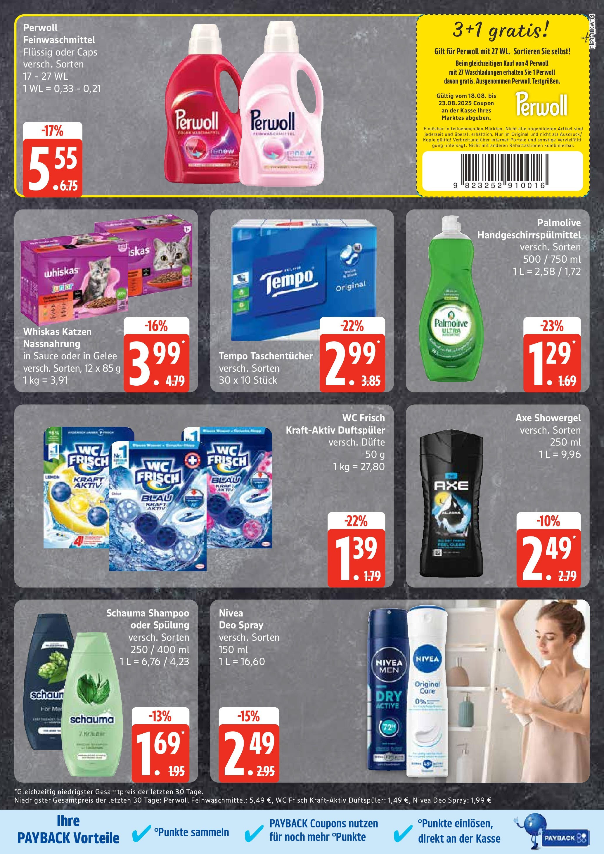Marktkauf - Marktkauf: Wochenangebote (ab 17.08.2025) » Angebote ab Montag | Seite: 21 | Produkte: Perwoll, Spülung, Axe, Whiskas Marktkauf - Marktkauf: Wochenangebote (ab 17.08.2025) » Angebote online | Seite: 21 | Produkte: Perwoll, Spülung, Axe, Whiskas