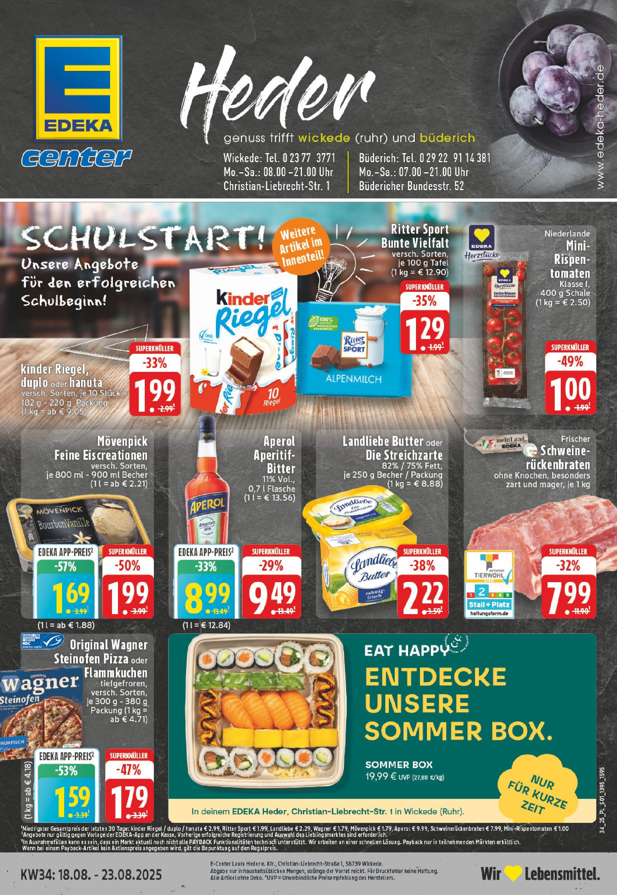 Edeka prospekt Wickede	 (ab 17.08.2025) » Angebote Online | Seite: 1 | Produkte: Butter, Box, Kinder riegel, Bourbon