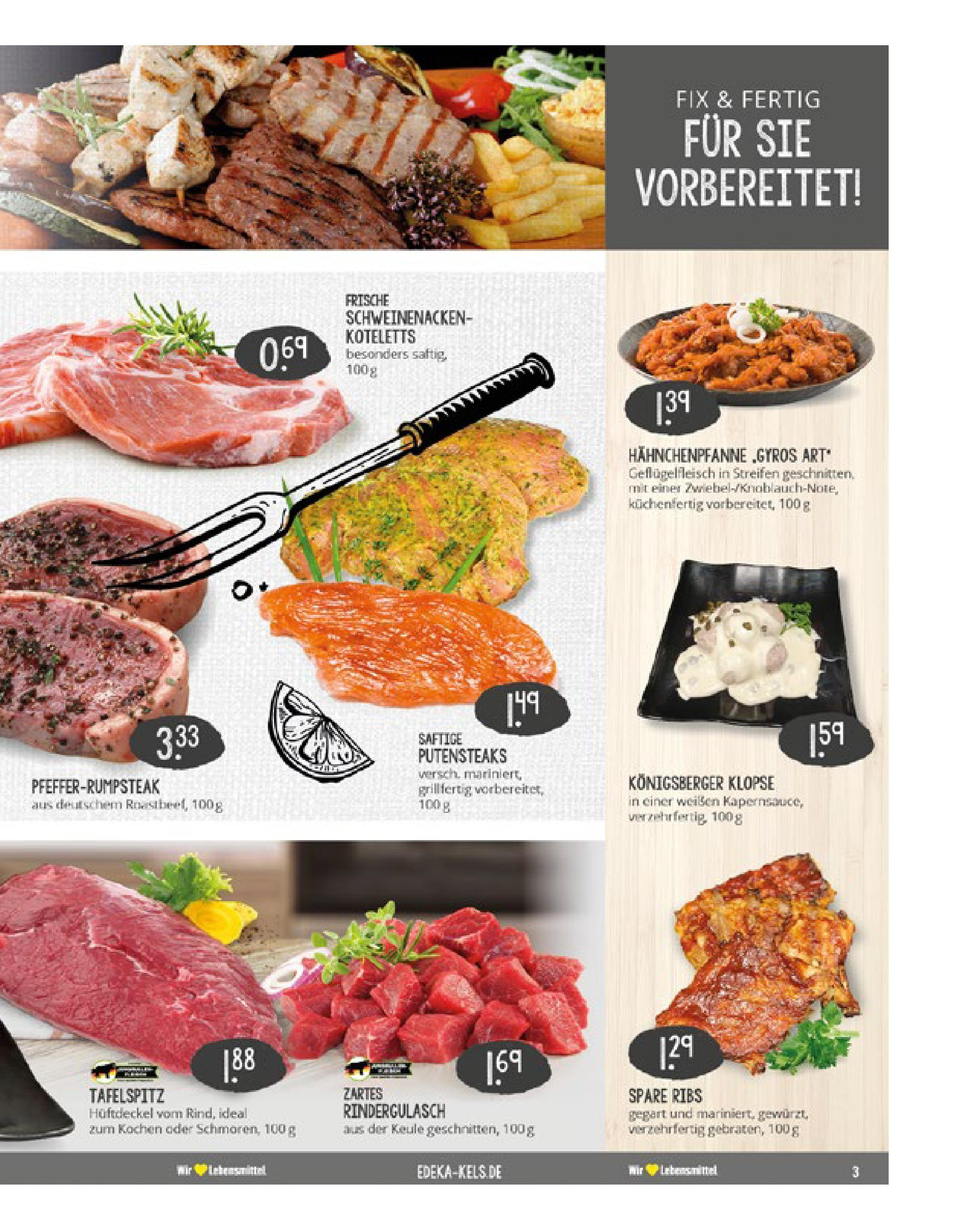 Edeka prospekt Ratingen	 (ab 17.08.2025) » Angebote Online | Seite: 3 | Produkte: Tafelspitz, Rindergulasch, Spare ribs, Steak