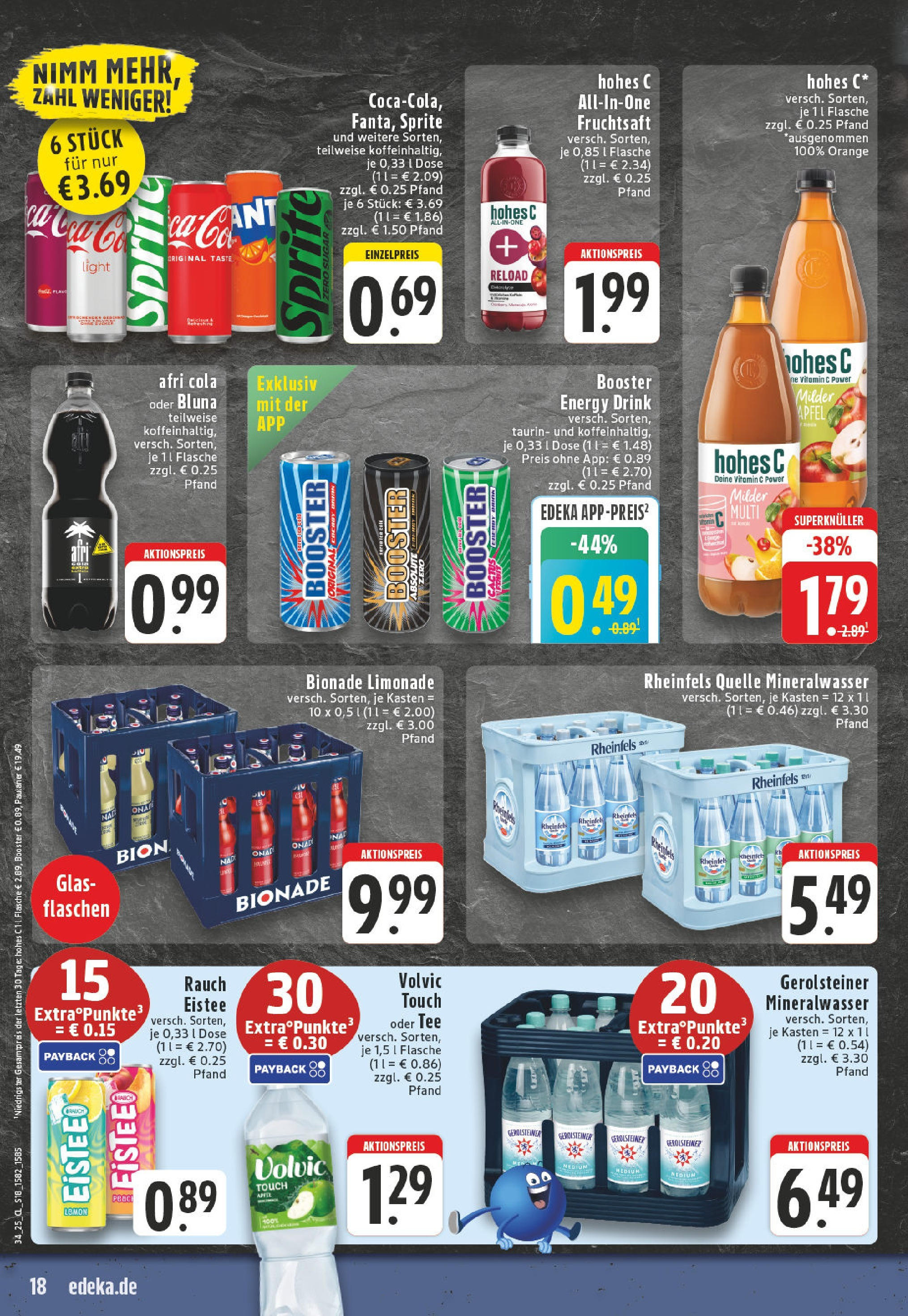Edeka prospekt Oelde	 (ab 17.08.2025) » Angebote Online | Seite: 18 | Produkte: Sprite, Limonade, Volvic touch, Gerolsteiner